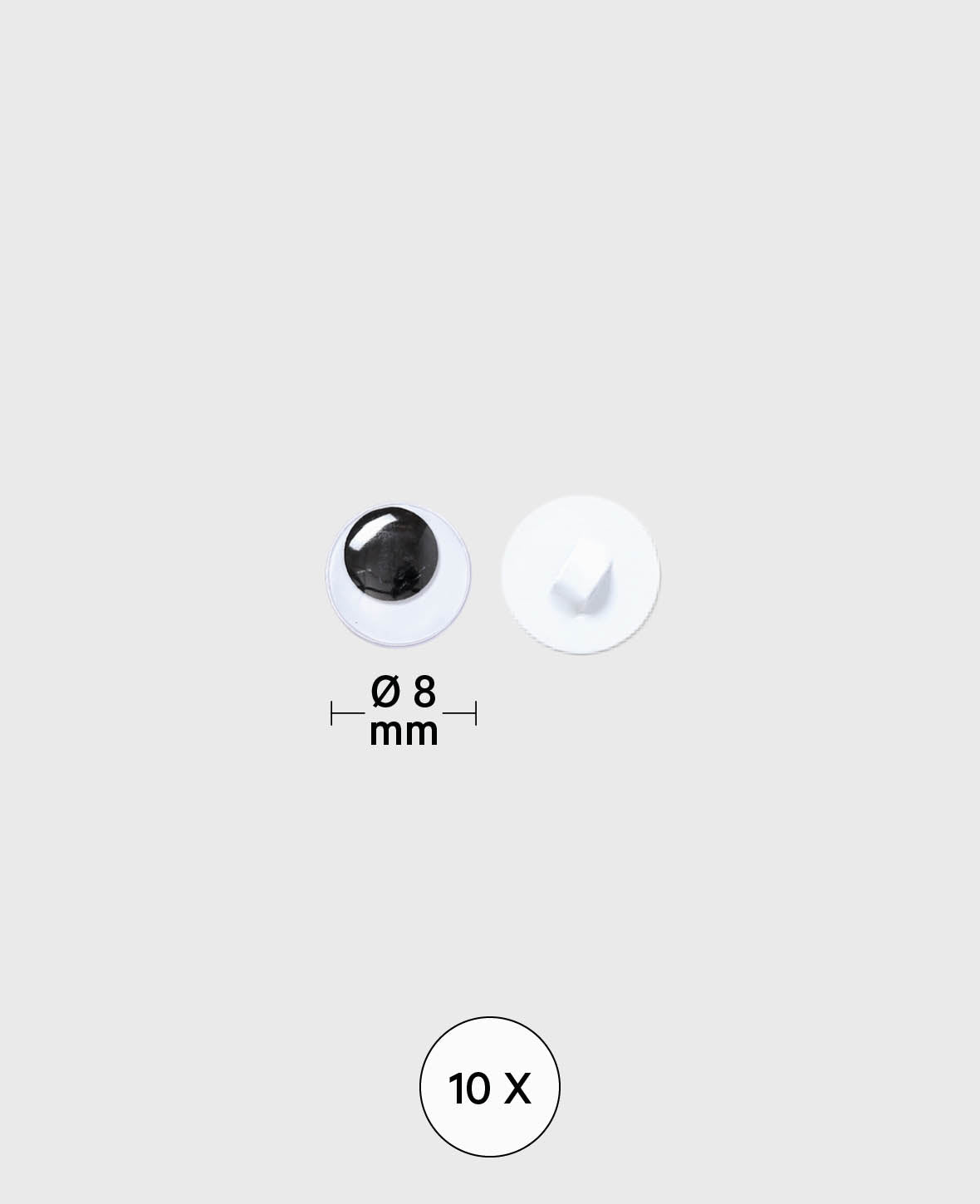 Wackelaugen mit Öse, ø 8 mm, 10 Stk.