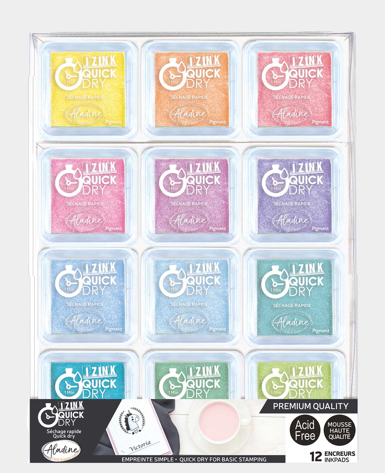 Tampon encreur quickdry, set pastel