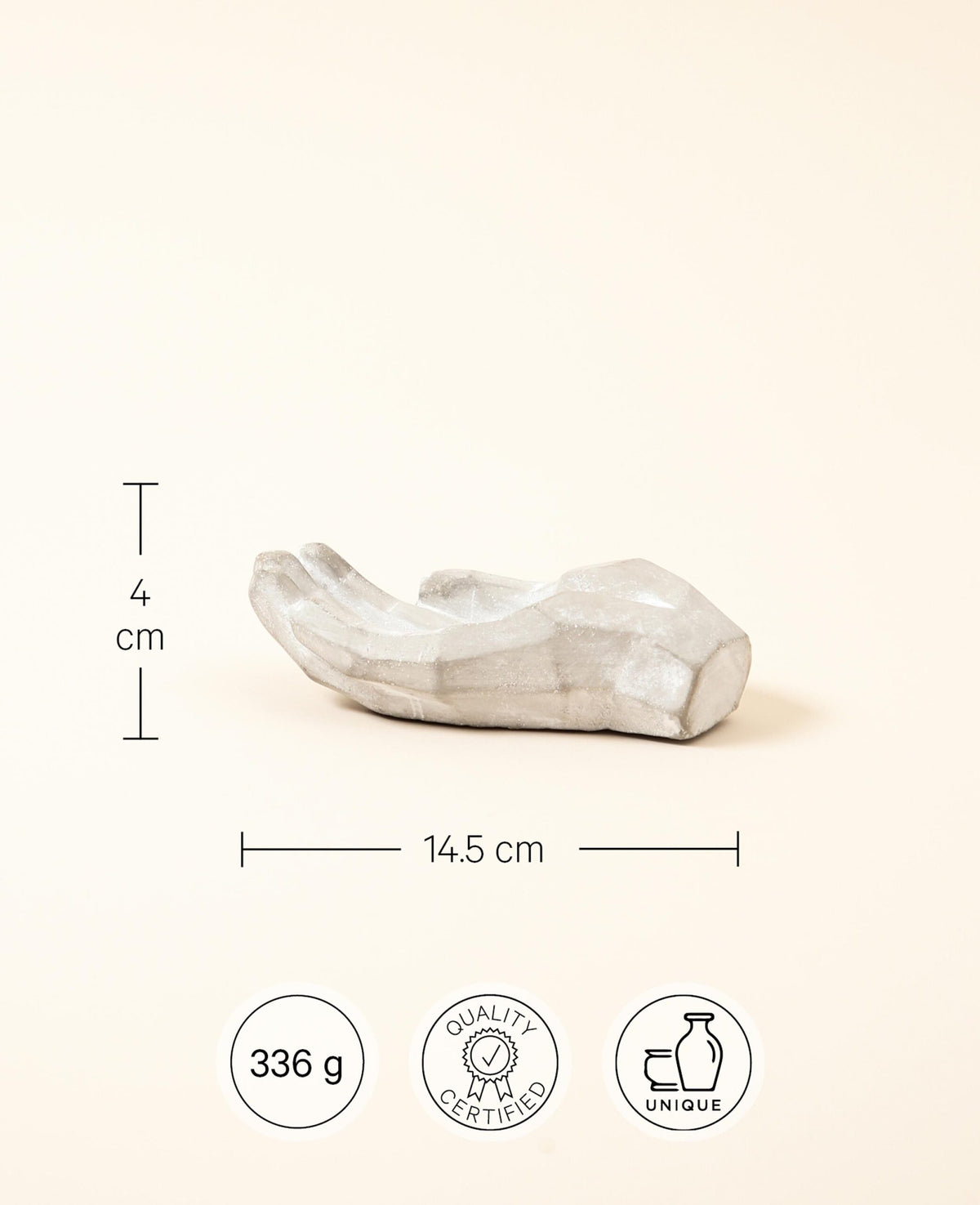 Hand aus Beton zur Dekoration, Briefbeschwerer oder als Aufbewahrung für kleine Gegenstände, 14.5 x 9 x 4 cm