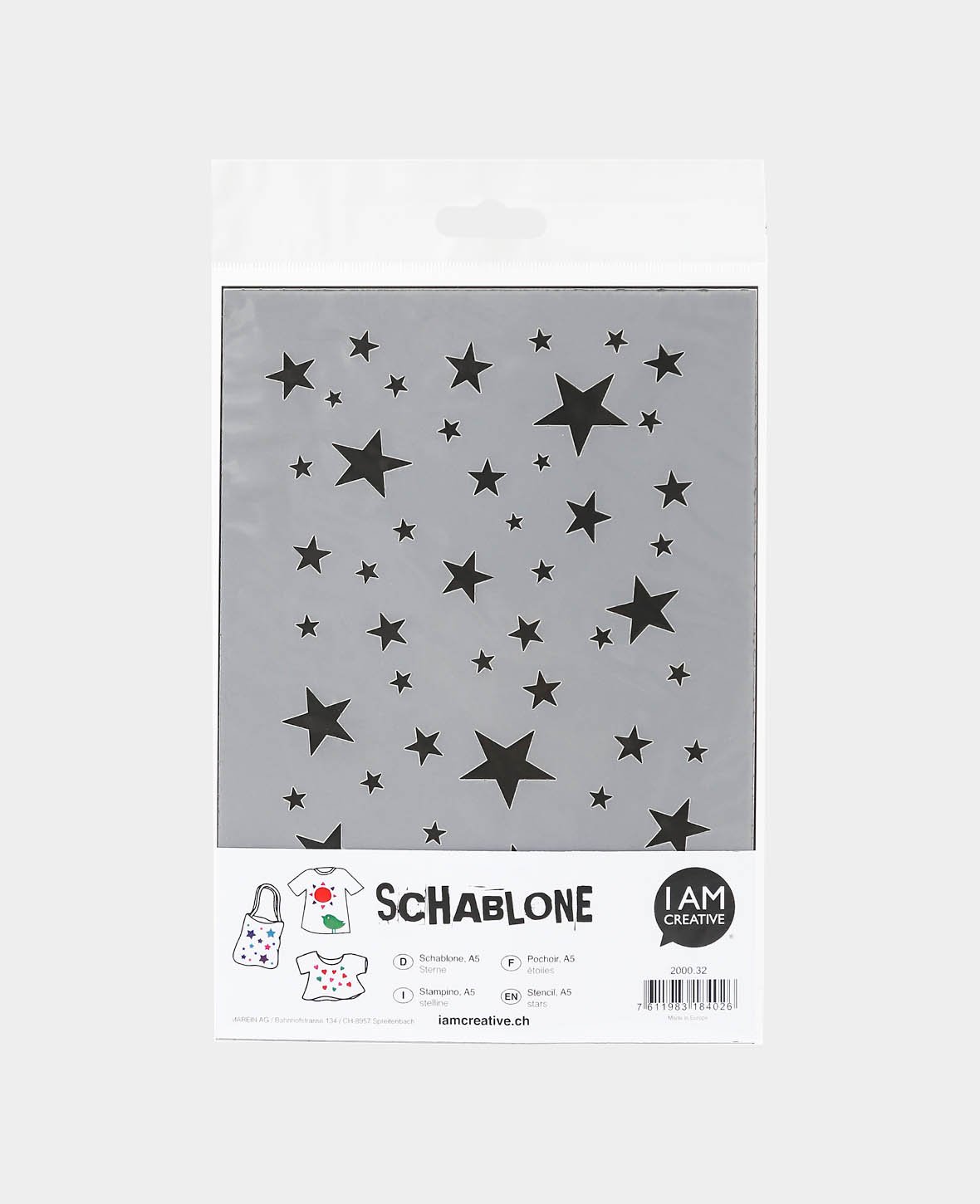 Pochoir étoiles, 148 x 210 mm (A5), blanc translucide