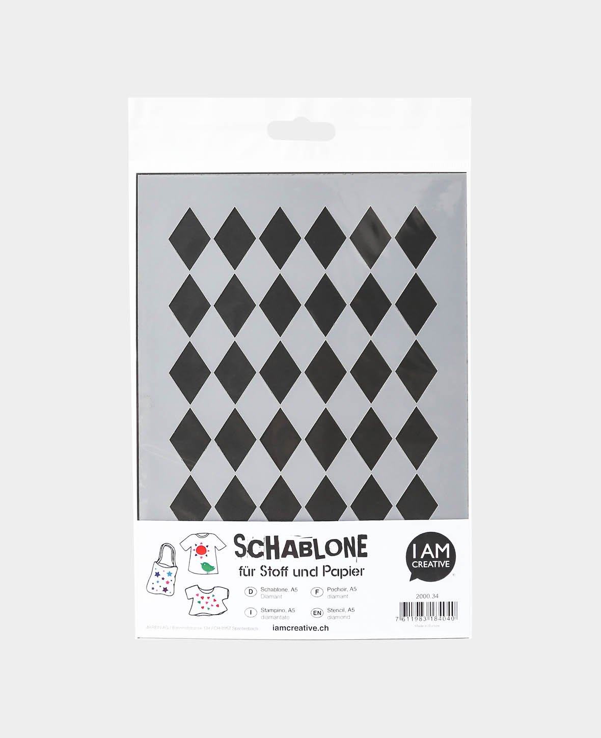 Schablone Diamond, 148 x 210 mm (A5), Weiss transluszent