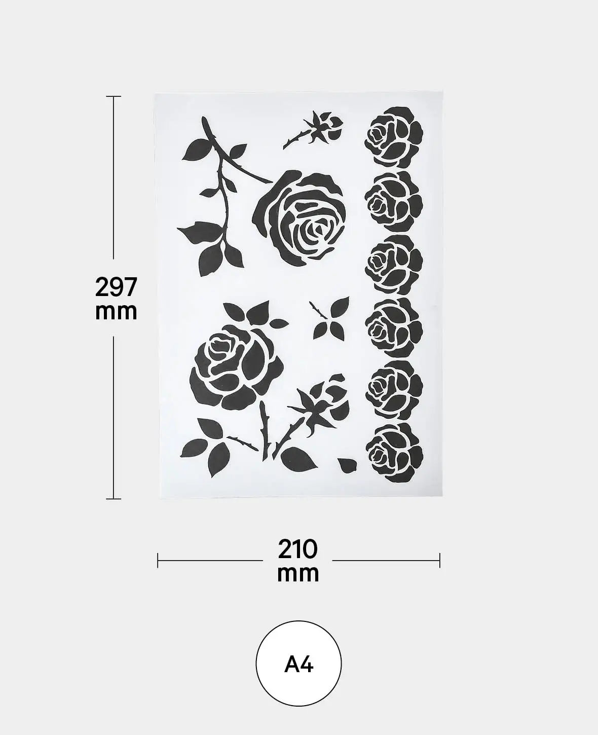 Gabarit Roses, 210 x 297 mm (A4), Blanc translucide