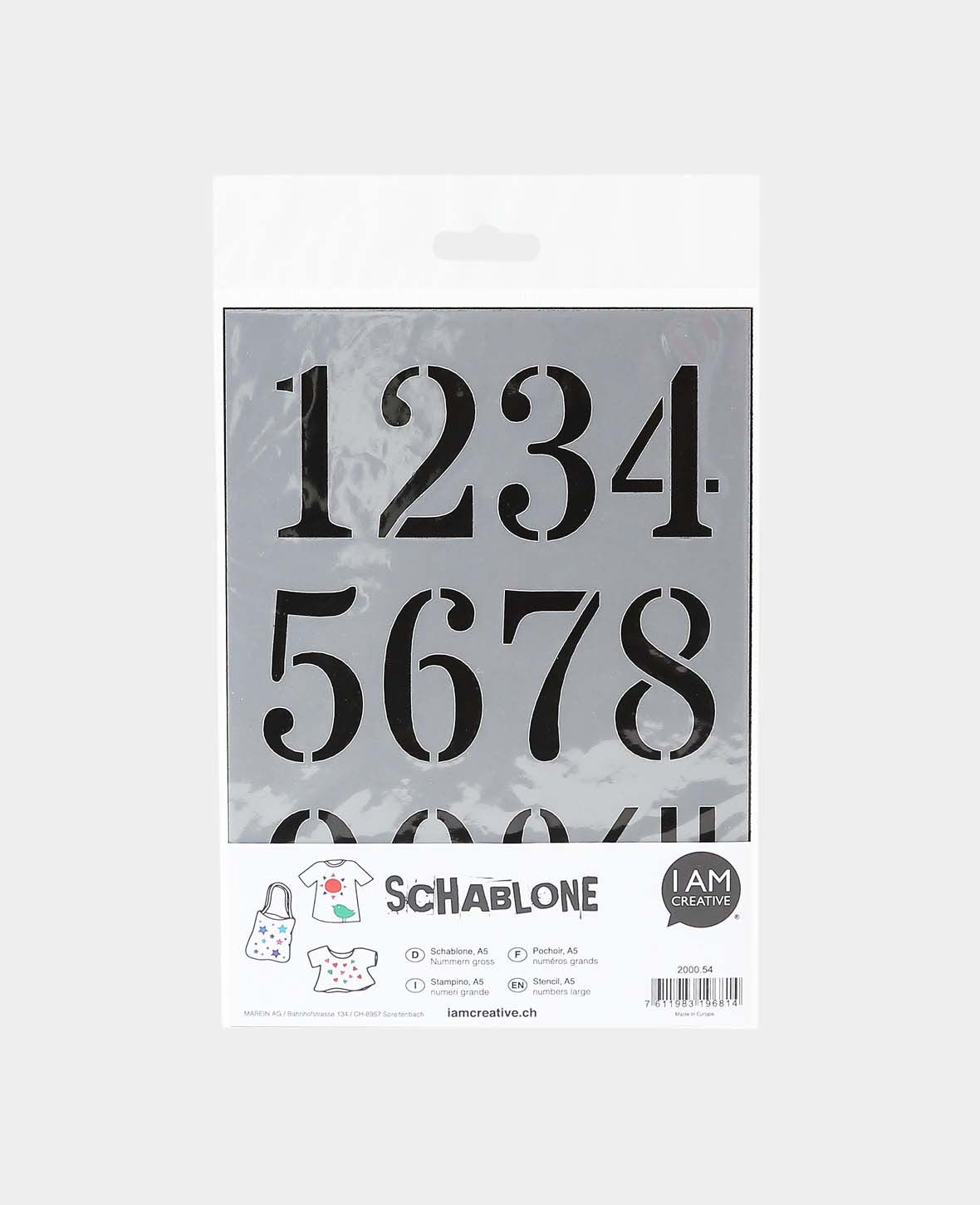 Schablone Nummern gross, 148 x 210 mm (A5), Weiss transluszent