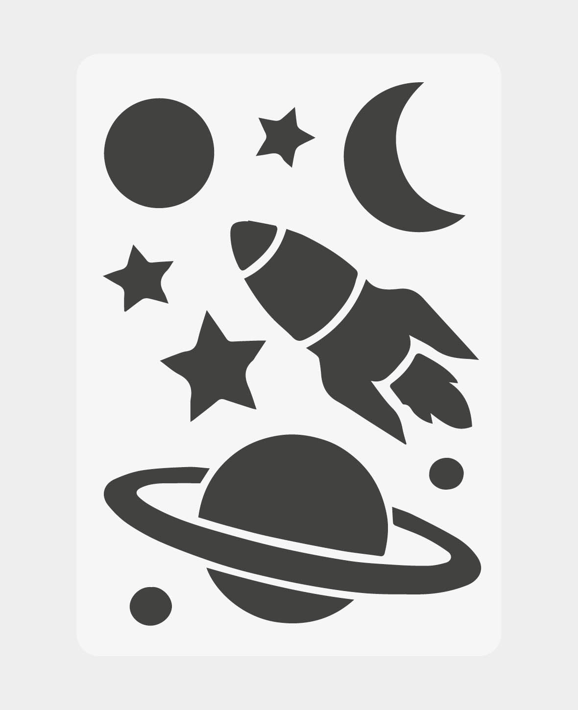 Pochoir Enfant Espace, 148 x 210 mm (A5), Blanc translucide