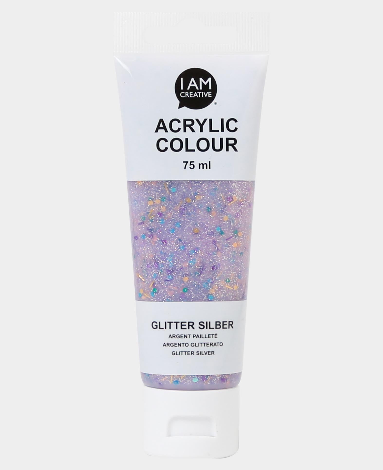 Acrylfarbe, Glitter Silber, 75 ml