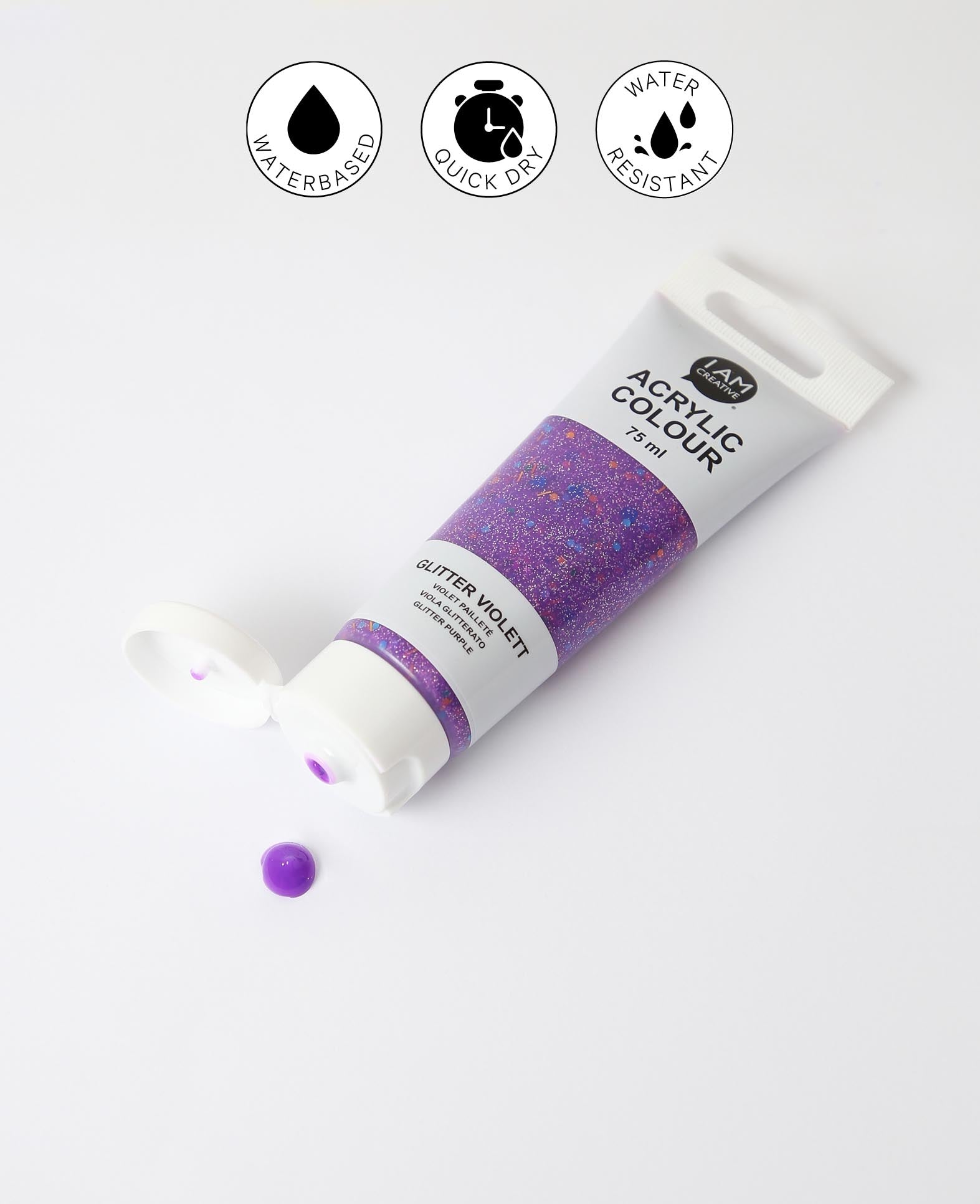 Peinture acrylique, , paillettes violettes, 75 ml