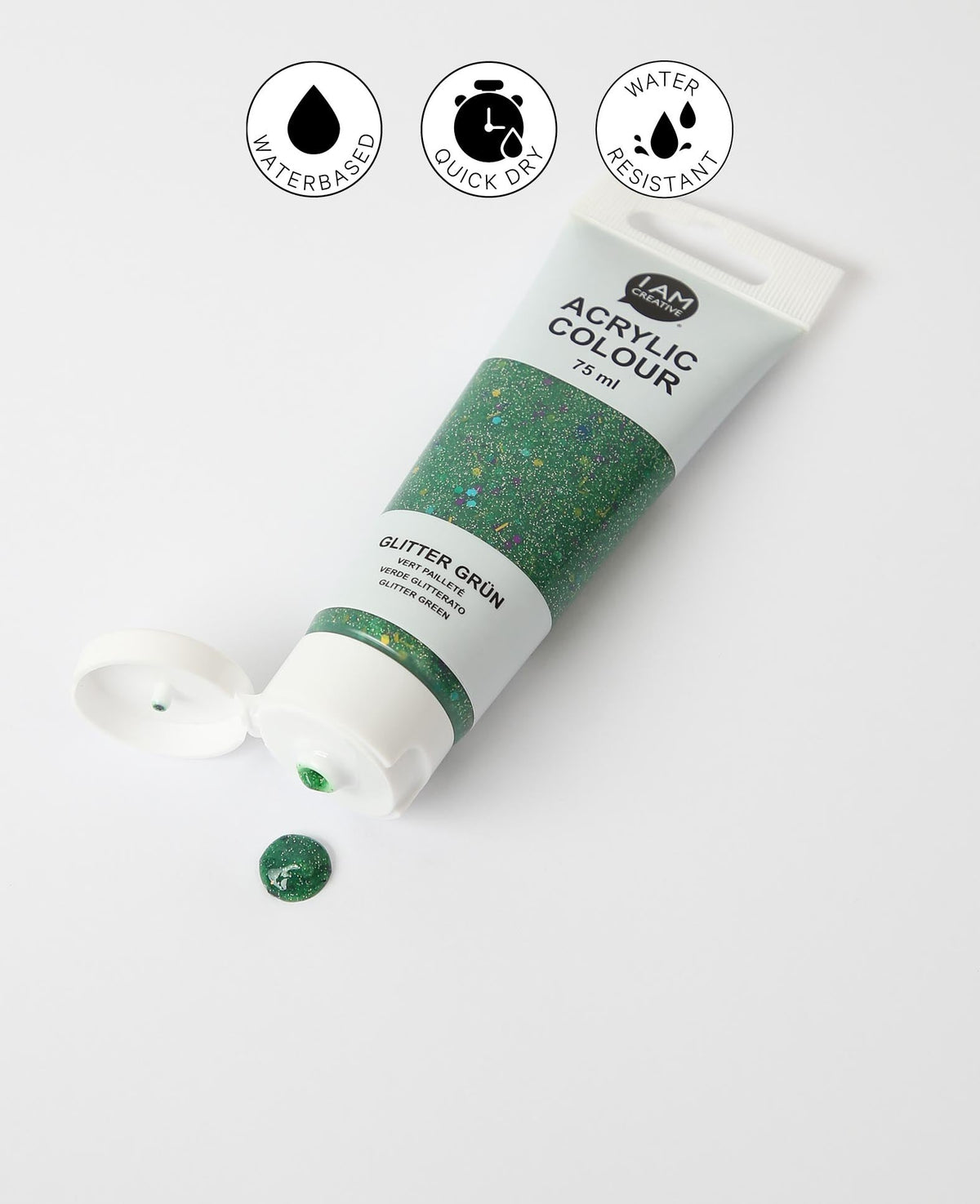 Acrylic Paint, Glitter Green, 75 ml