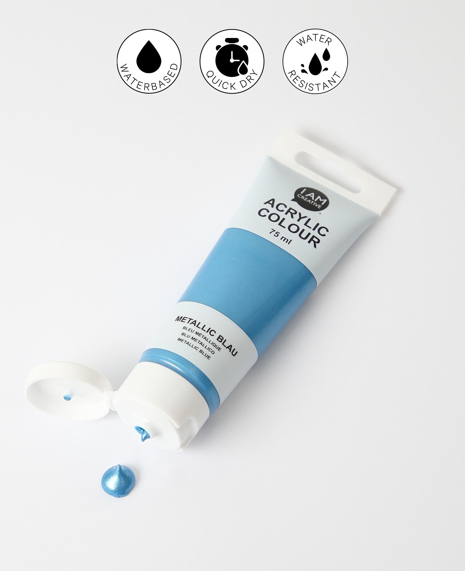 Peinture acrylique, bleu métallique, 75 ml