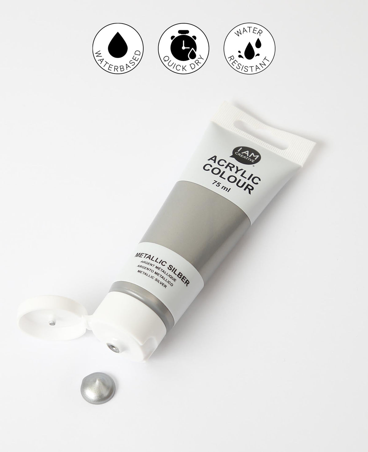 Peinture acrylique, argent métallisé, 75 ml