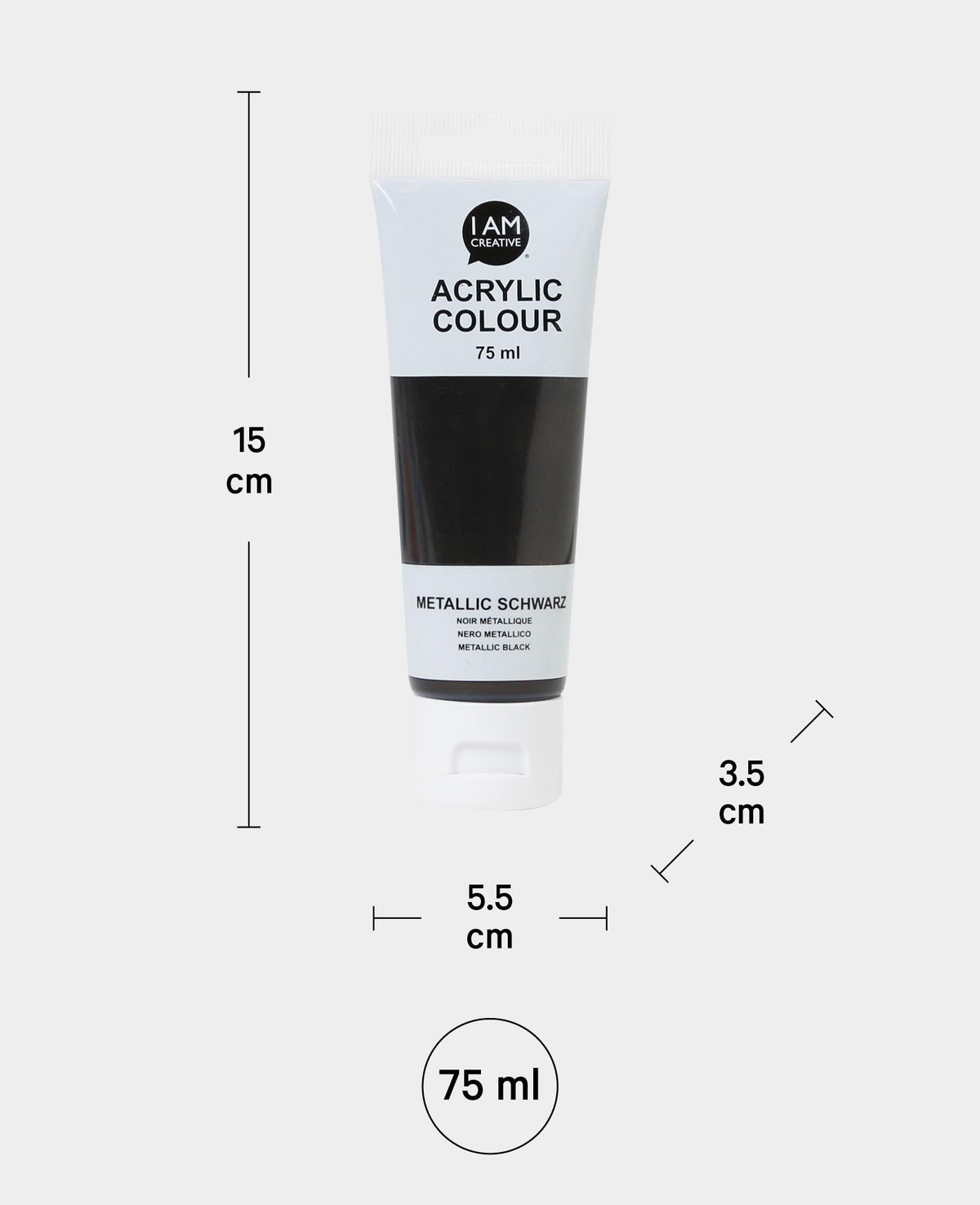Peinture acrylique, noir métallisé, 75 ml