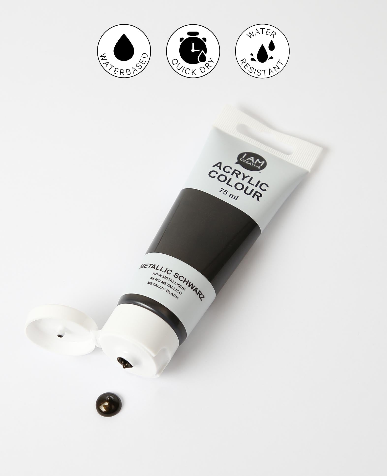 Peinture acrylique, noir métallisé, 75 ml