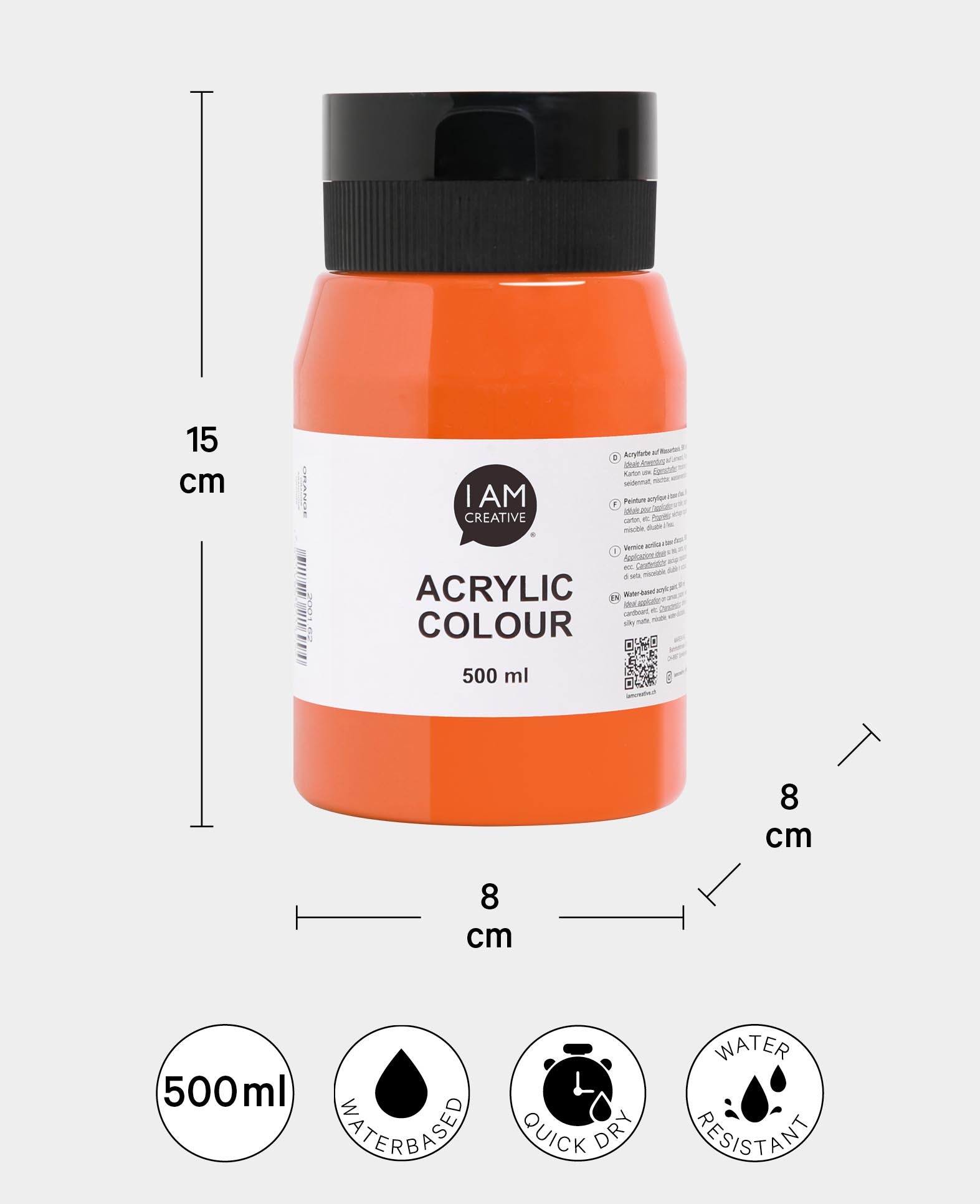Peinture acrylique, Orange, 500 ml