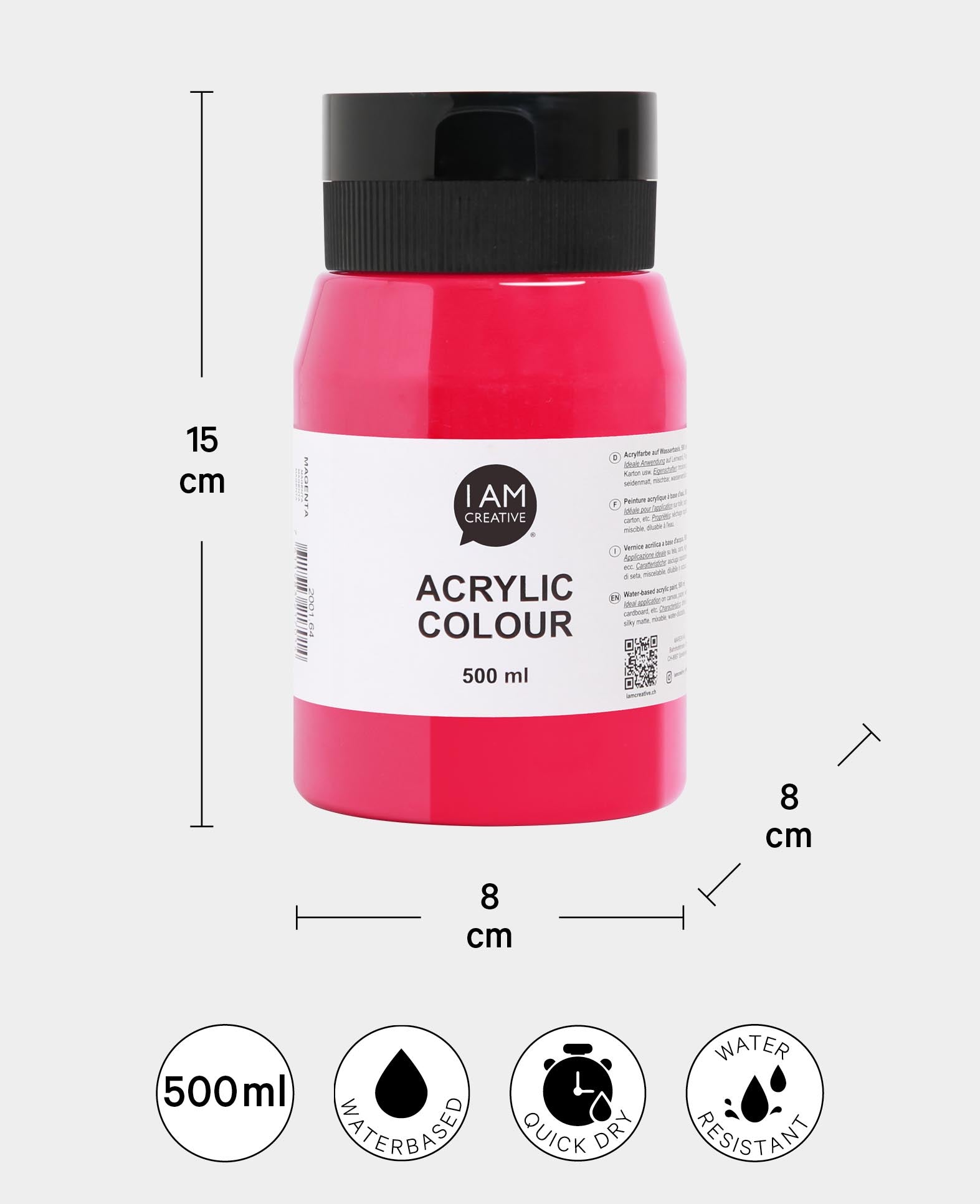 Peinture acrylique, magenta, 500 ml