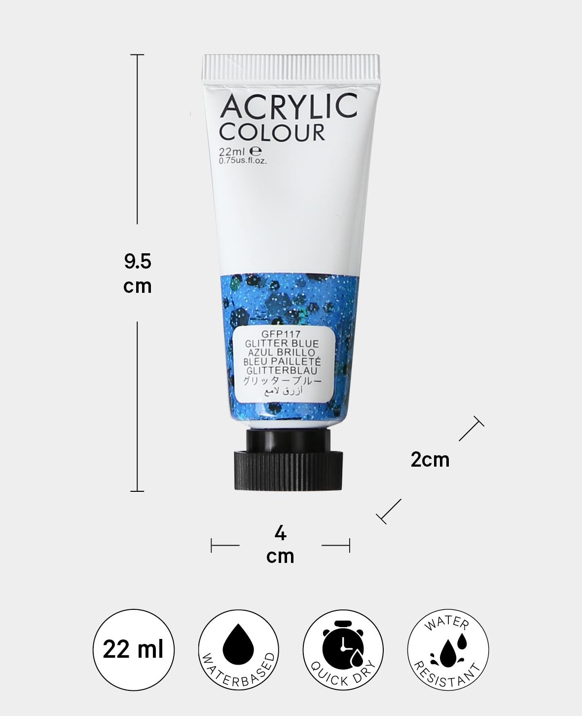 Set d'acrylique pailleté, 8 x 22 ml
