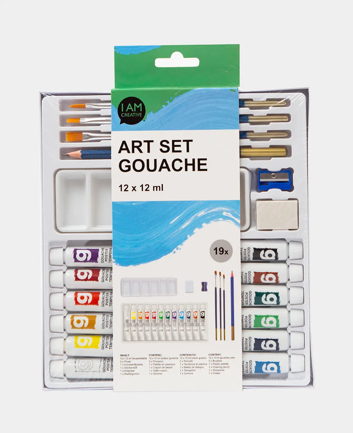 Gouache Set, 12 x 12 ml, 19 pcs.