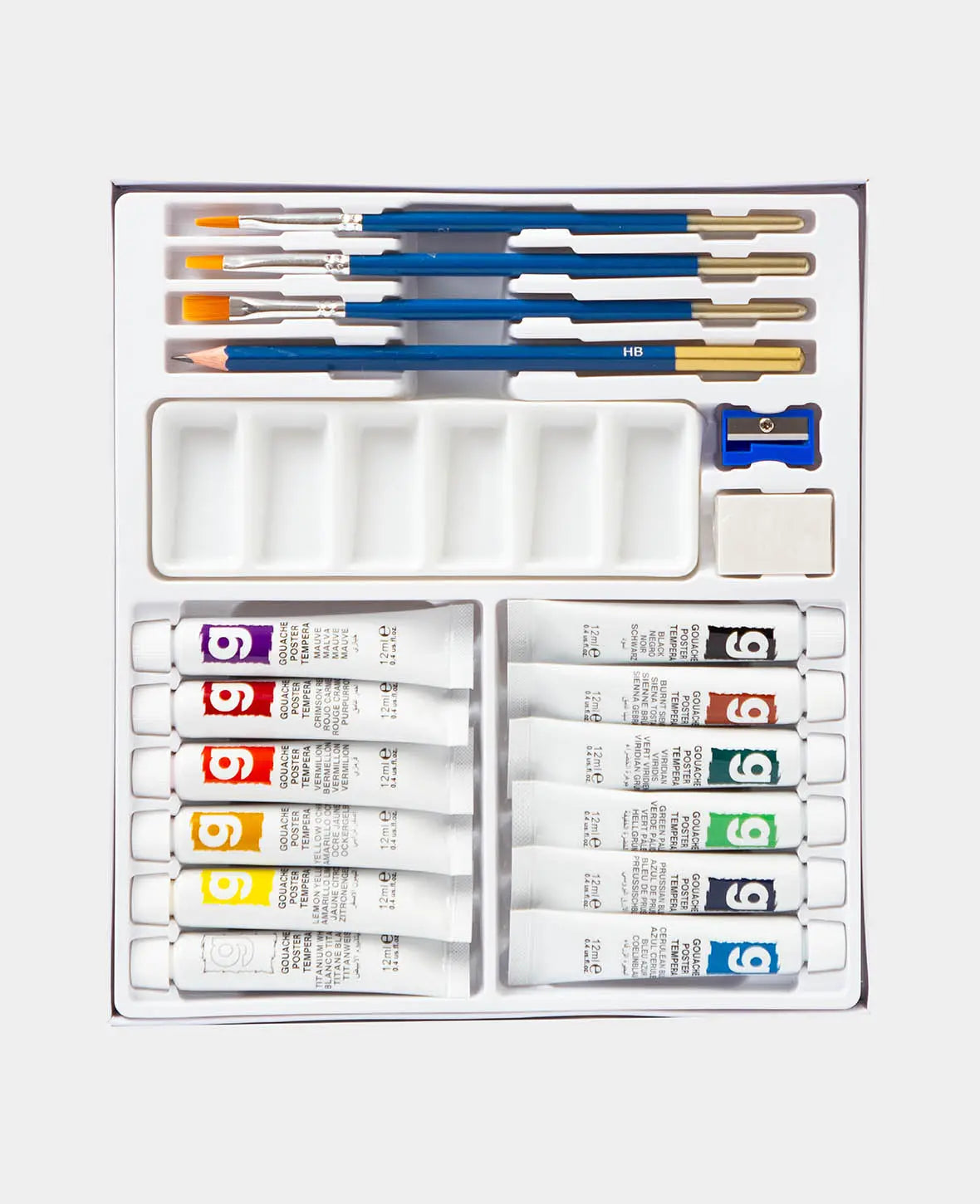 Gouache Set, 12 x 12 ml, 19 pcs.