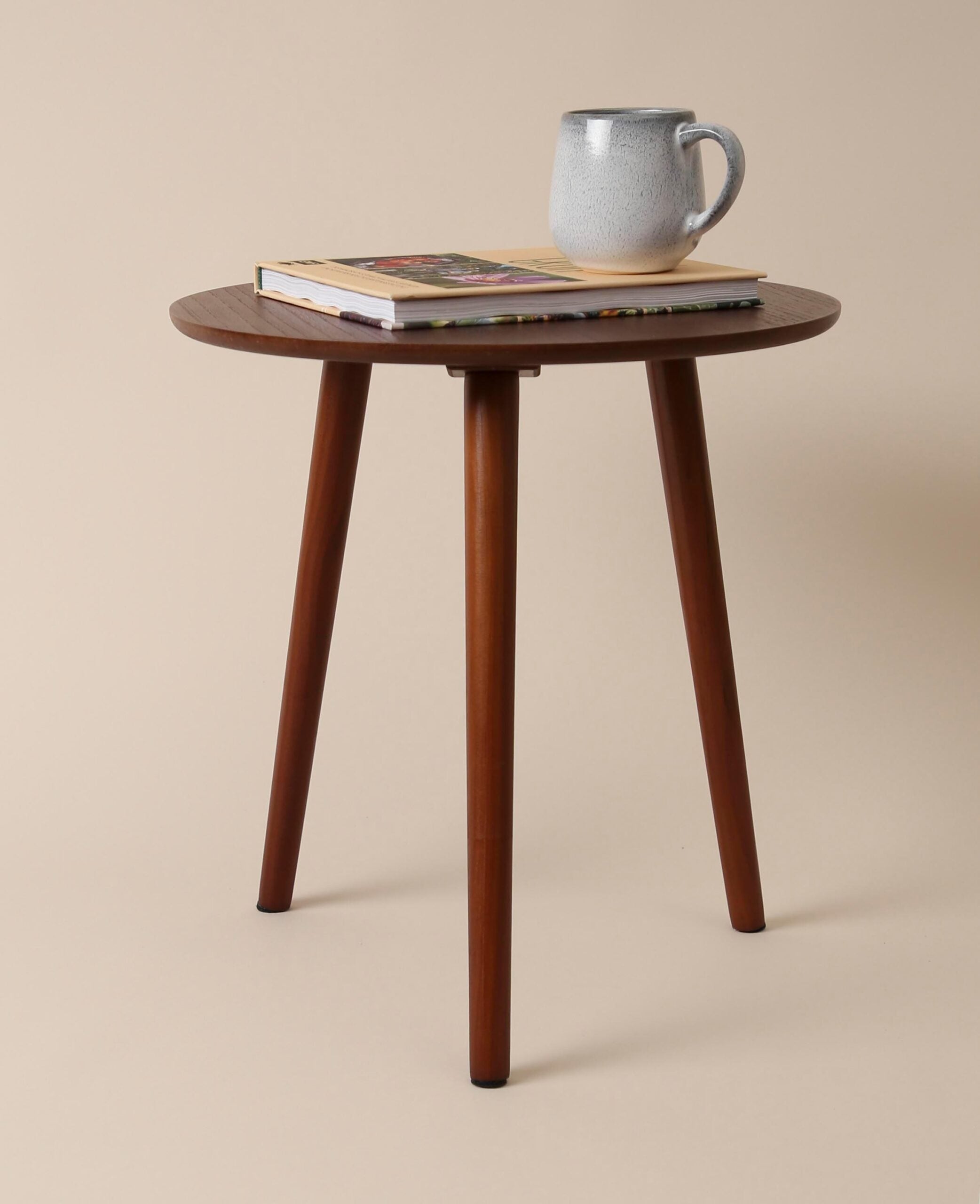 Runder Beistelltisch / Sofatisch / Holztisch aus dunklem Holz, Ø 40 cm