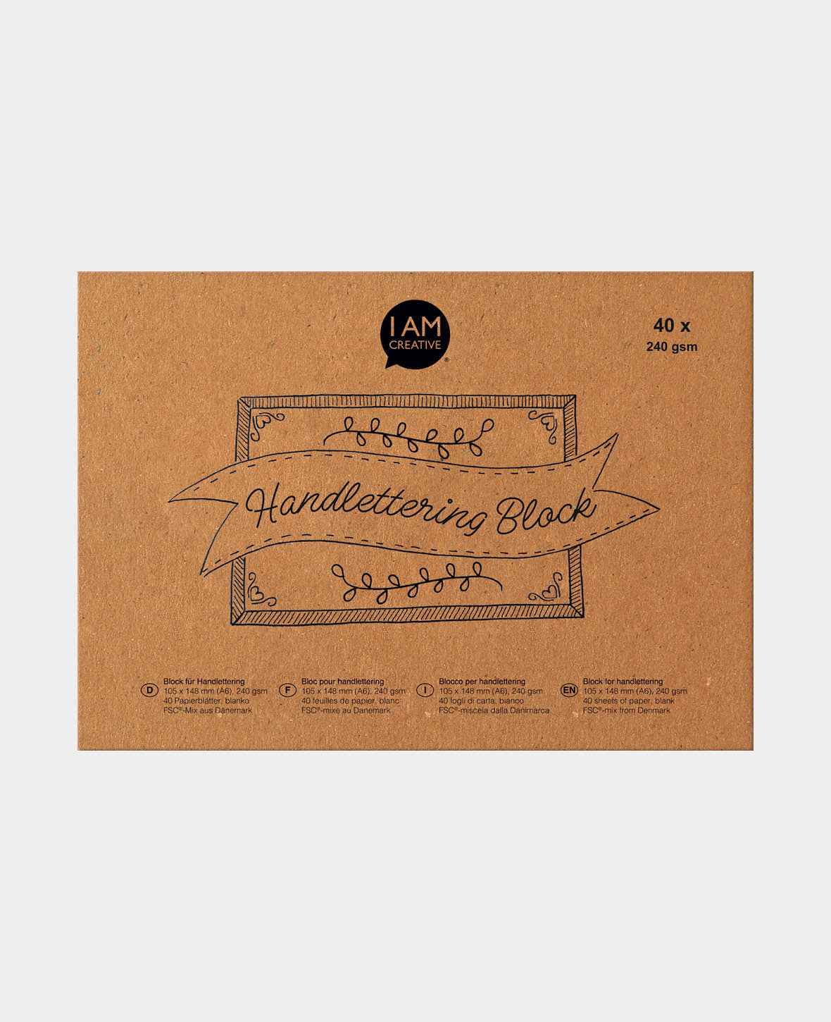 Handlettering Übungsblock A6, blanko, Weiss, 1 Stk.