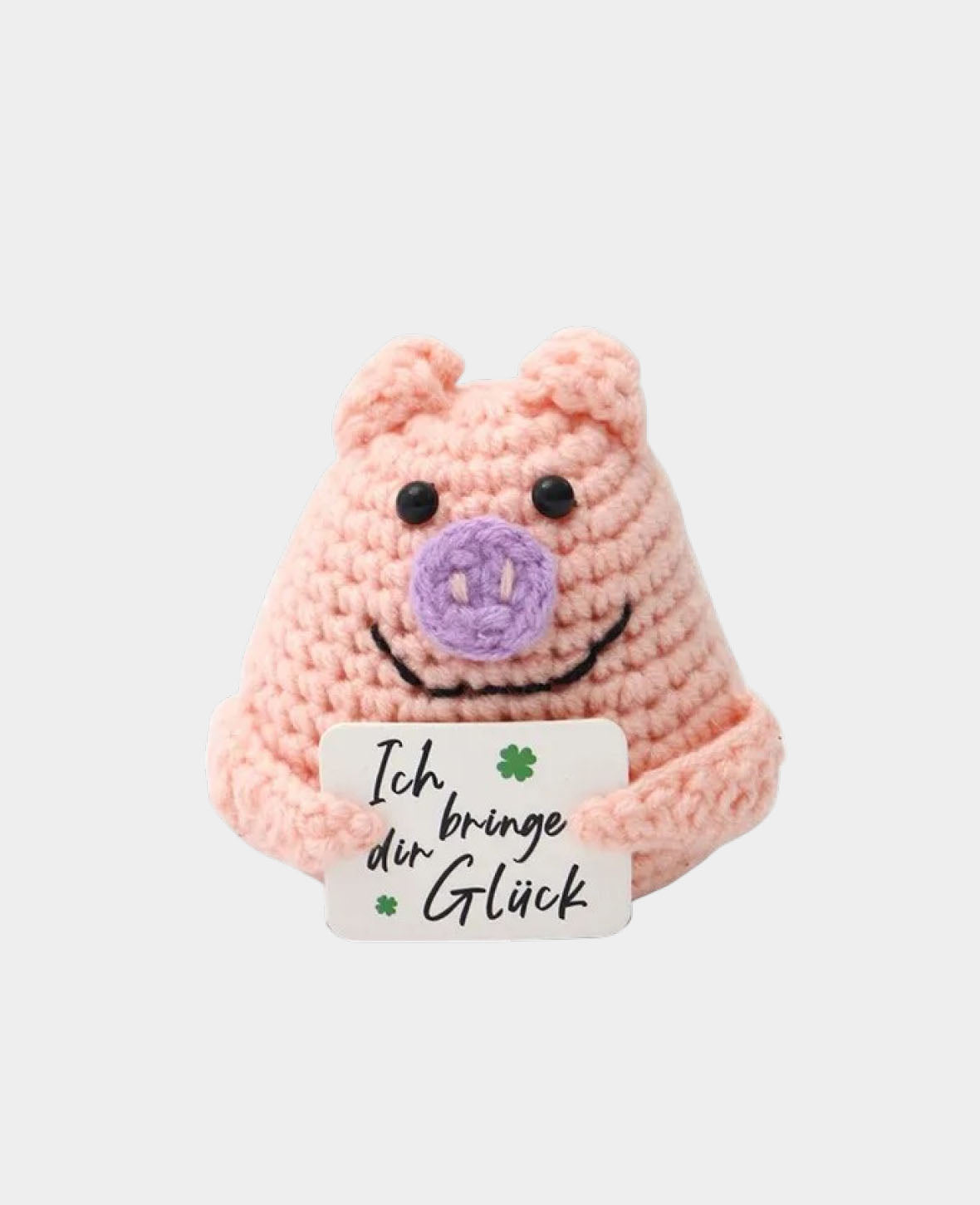 Positive Pig, Gehäkeltes Mini Plüschtier / Glücksbringer, Rosa, 7 x 6 cm