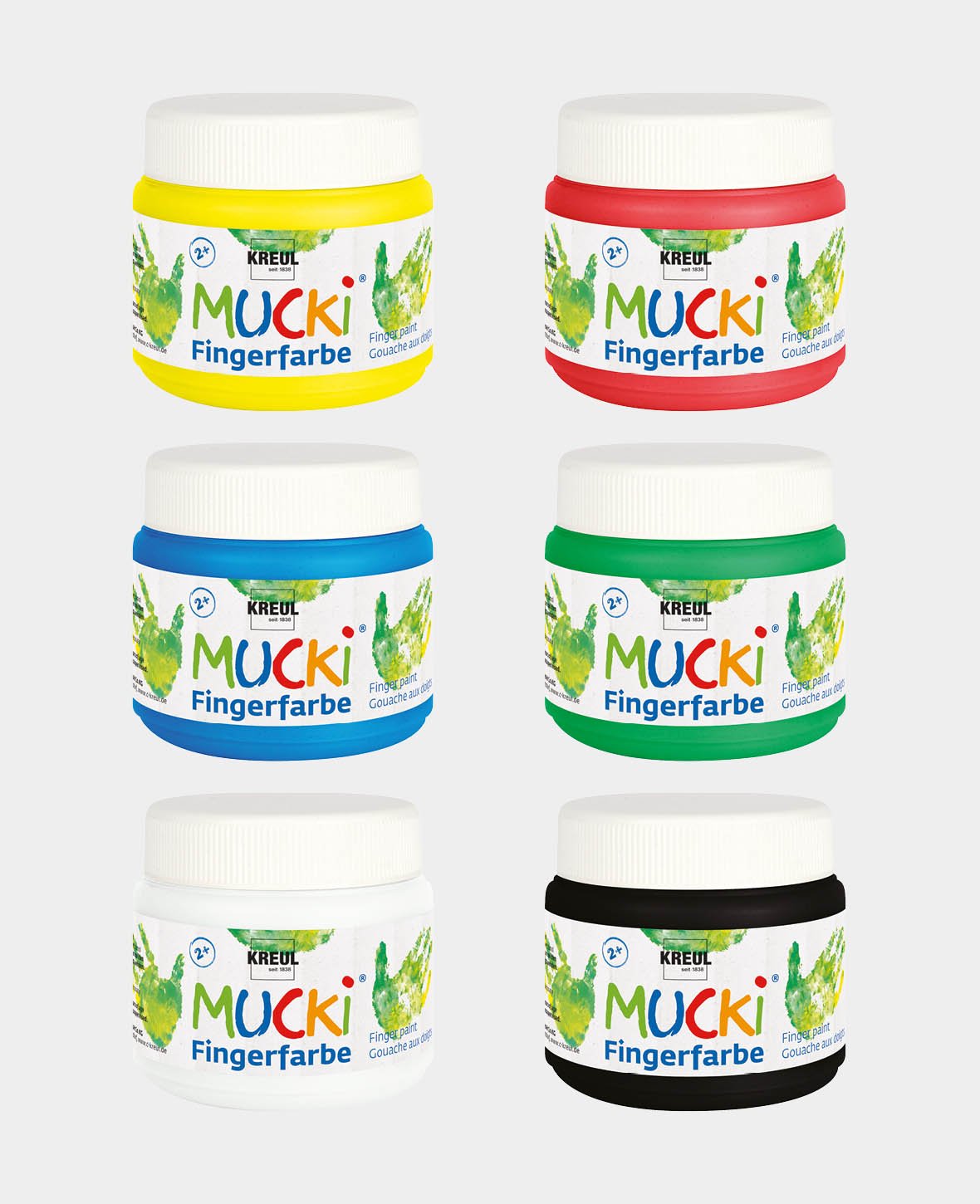MUCKI Peinture au doigt set de 6 x 150 ml