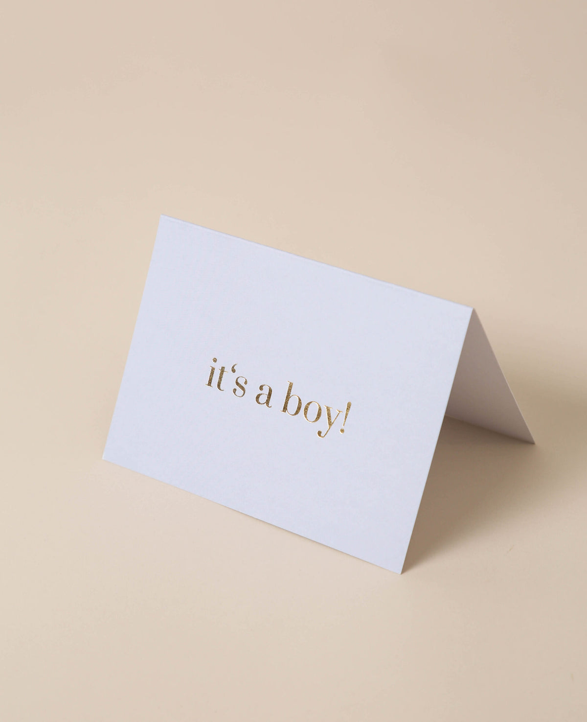 Hellblaue Klappkarte "it's a boy!", zum aufstellen