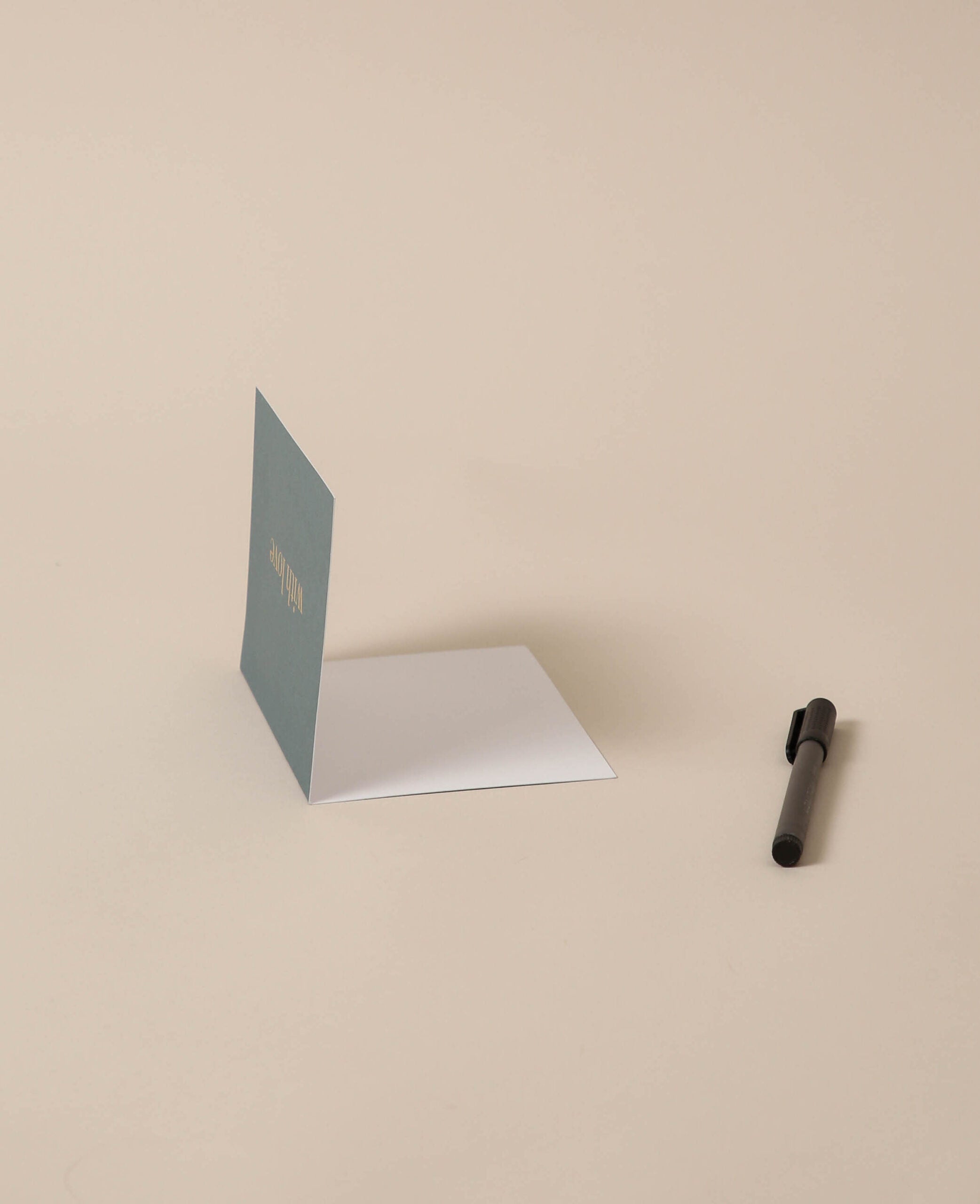 Turquoise folding card, with love
