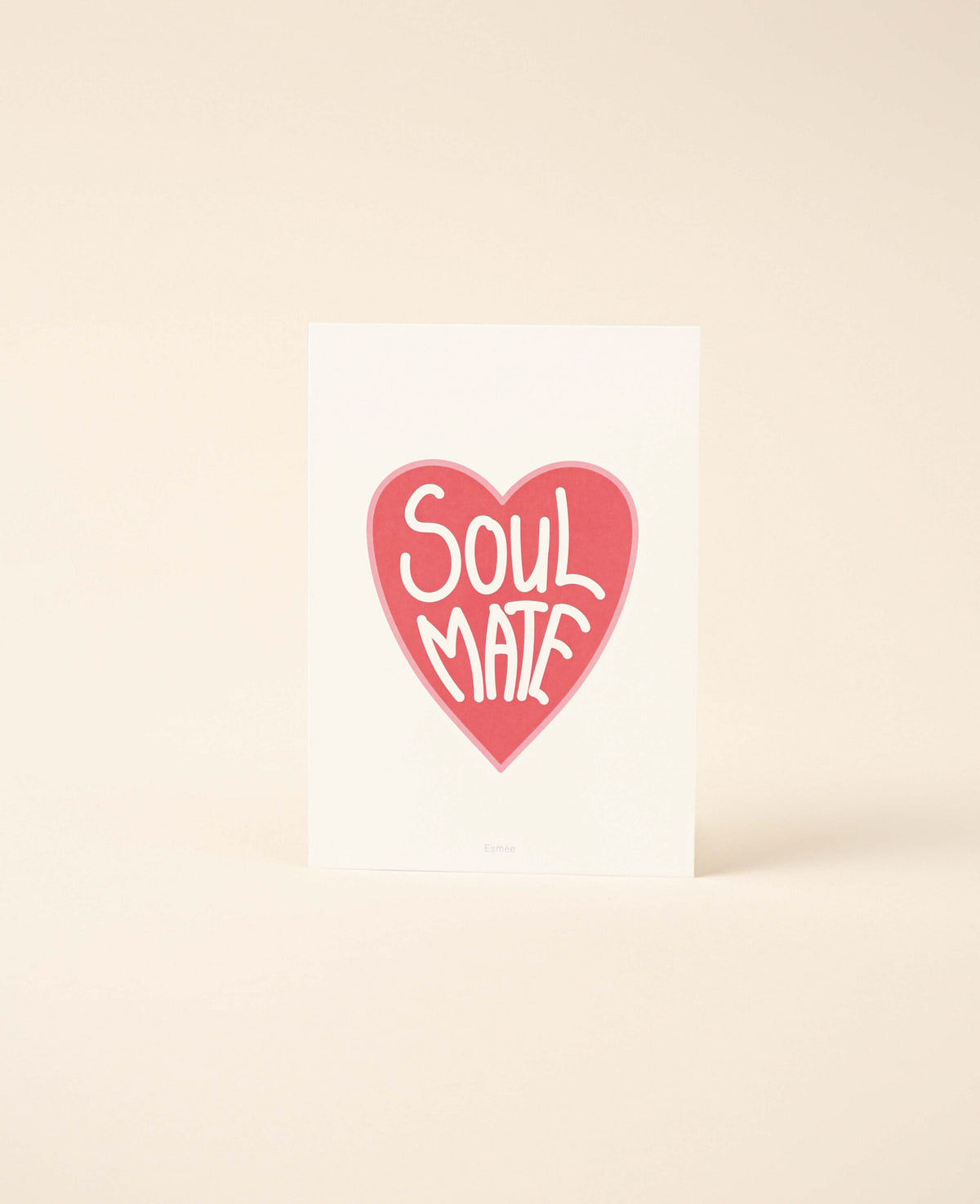 Grusskarte / Postkarte Hochformat "Soul Mate", 10.5 x 14.8 cm, weisses Naturpapier mit farbigem Print