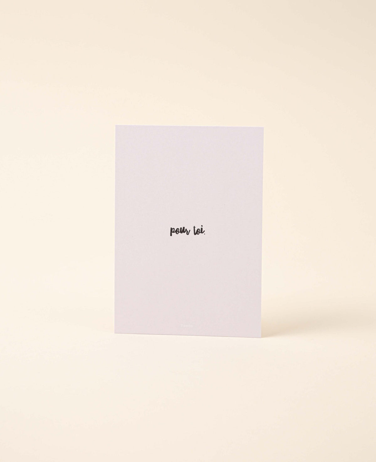Grusskarte / Postkarte Hochformat "pour toi", 10.5 x 14.8 cm, hellrosa Print und weisse Rückseite