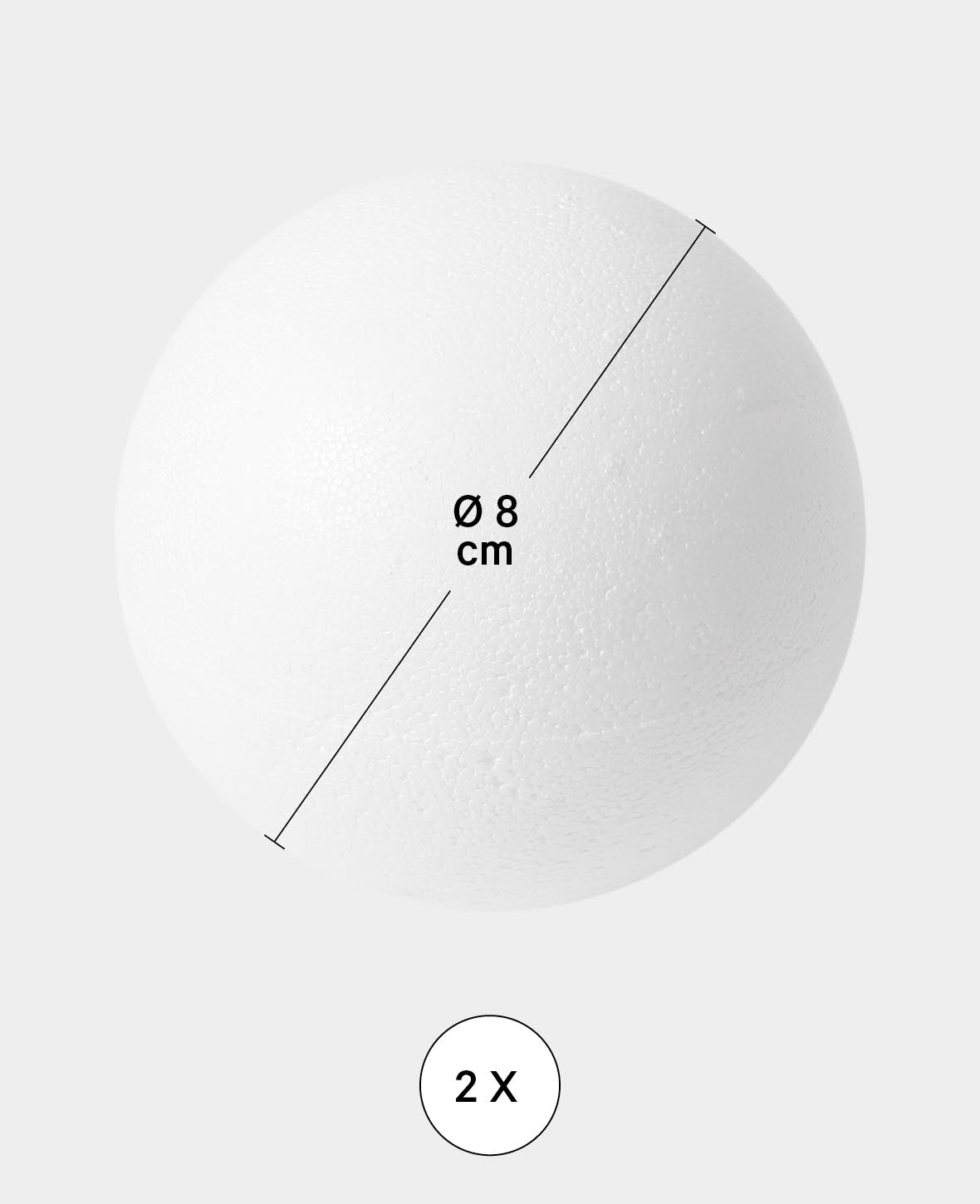 Styroporkugel, Styroporball für Bastel- und Dekoarbeiten, Weiss, ø 8 cm, 2 Stk.