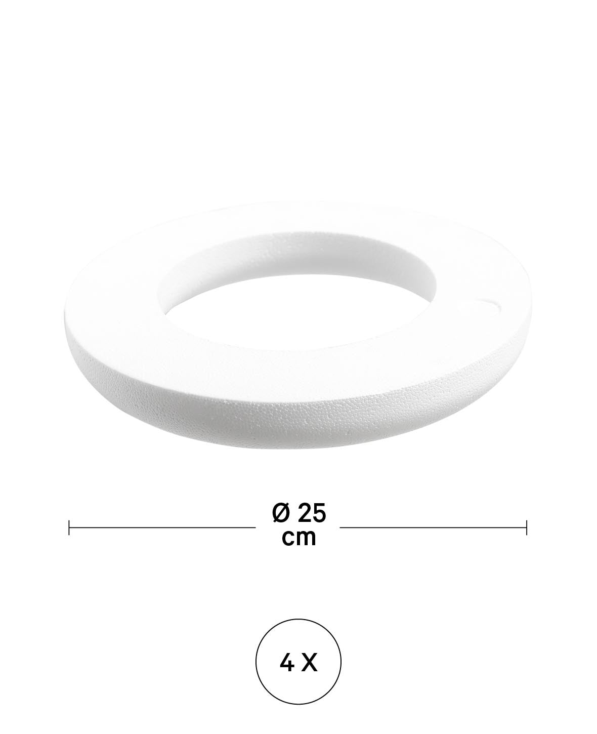 Styroporring halb, Weiss, ø 25 cm, 4 Stk.