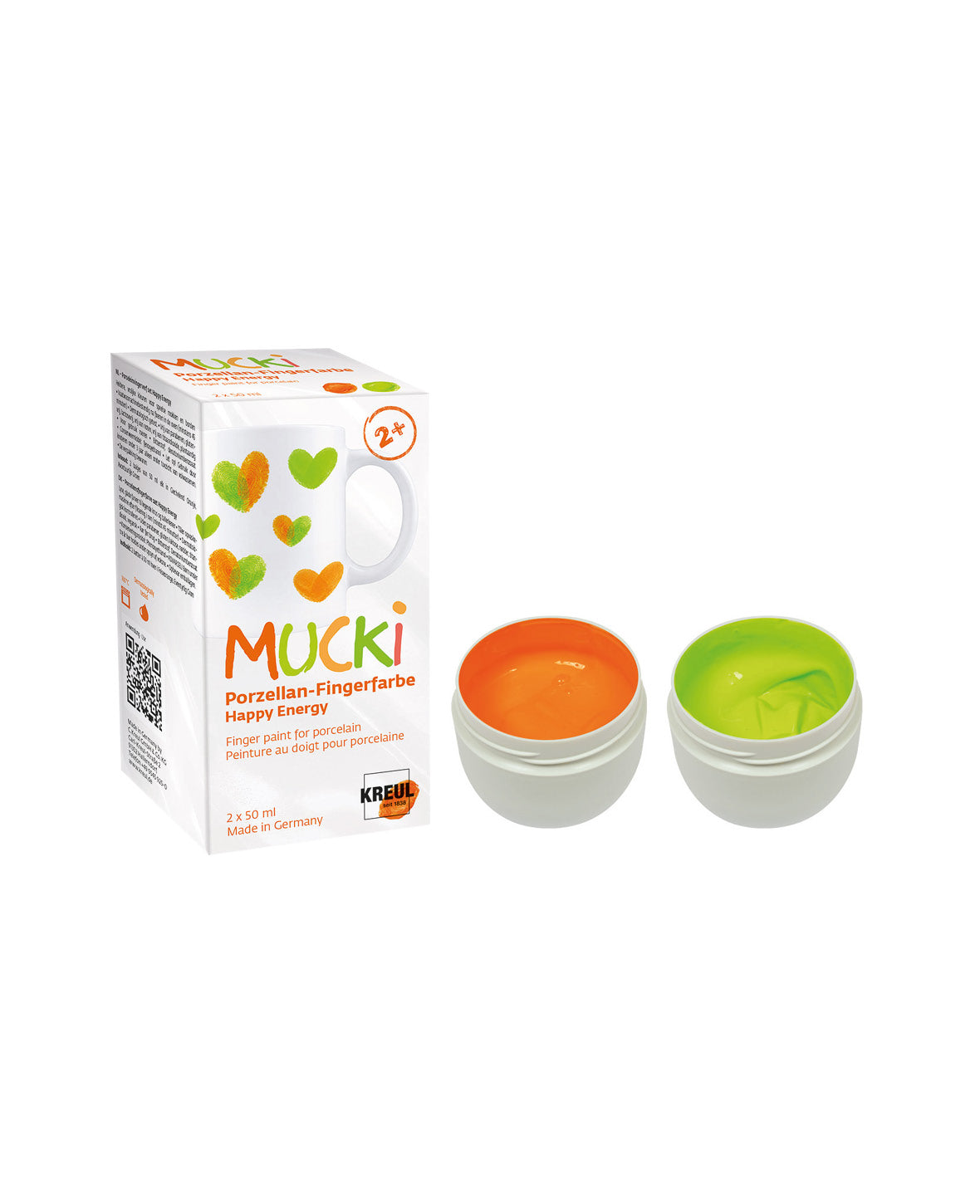 2er Set MUCKI Porzellan-Fingerfarbe, Happy Energy, 2 x 50 ml