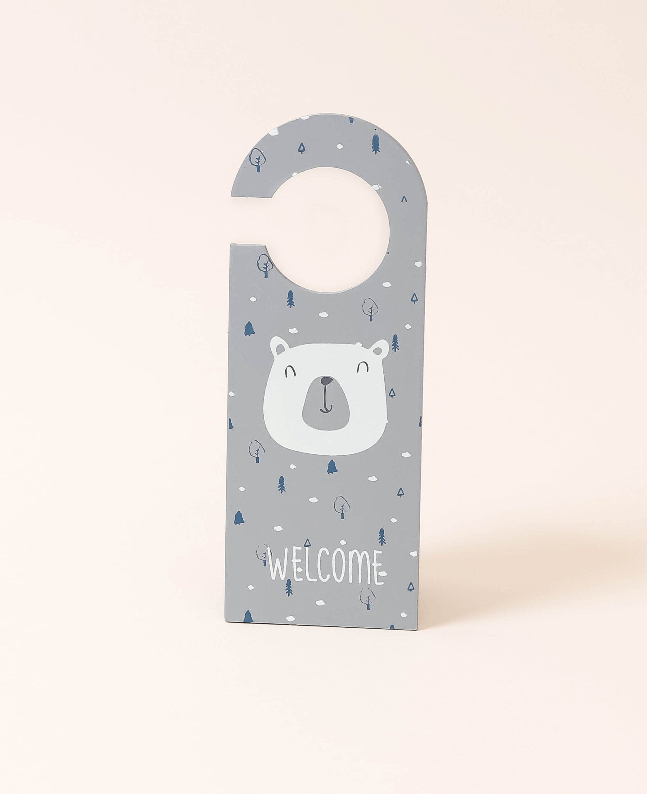 Kinder Türhänger mit Bärenmotiv und "Welcome" Schriftzug, H 24 cm x L 9 cm