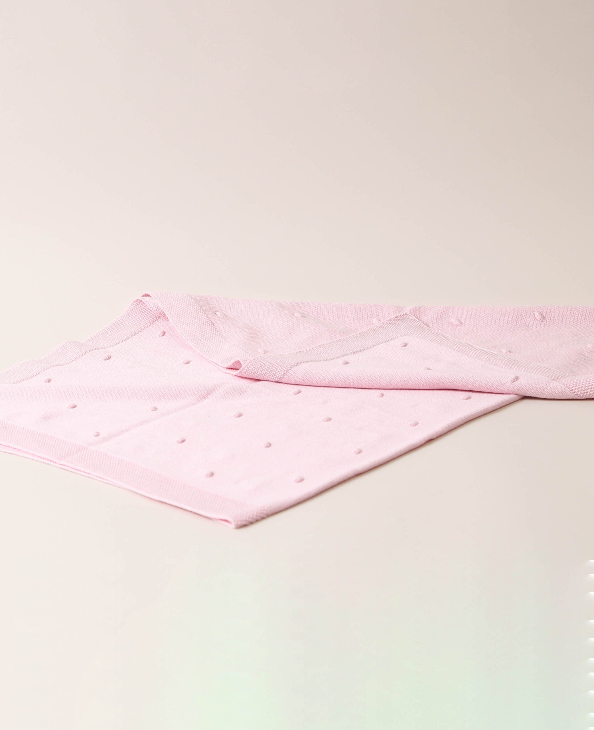 Gestrickte Babydecke aus rosa Baumwolle, 80 x 100 cm