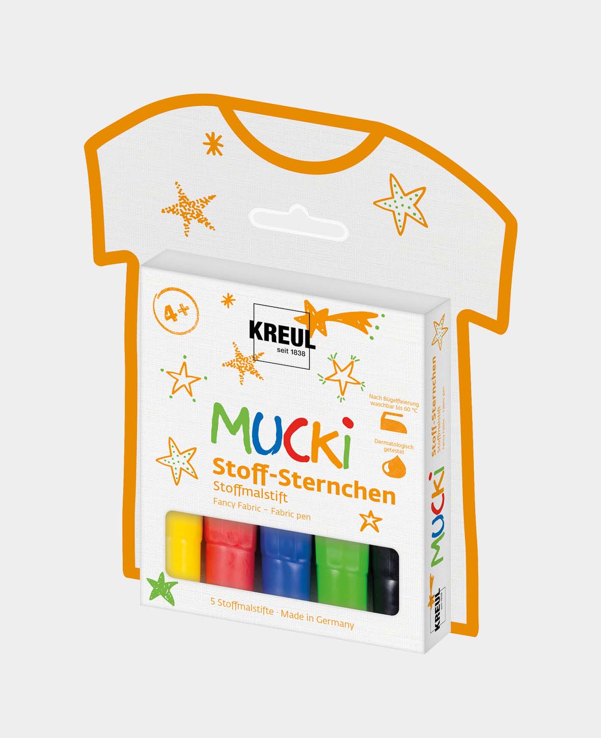 MUCKI Stoff-Sternchen Stoffmalstift, 5er Set