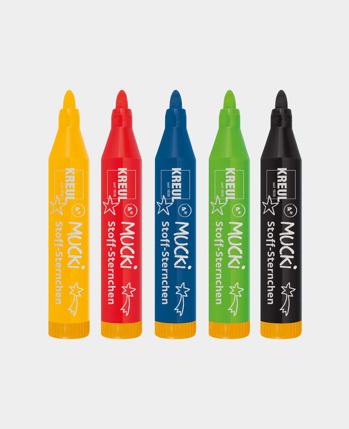 MUCKI Stoff-Sternchen Stoffmalstift, 5er Set