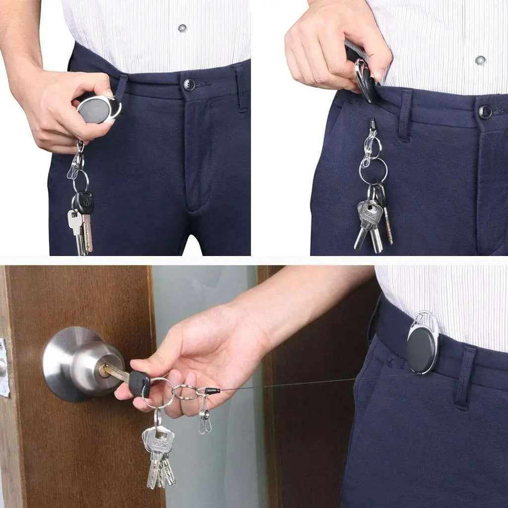 (3er Set) Anti-Lost Key-Bak Schlüsselanhänger mit Gürtelclip + Kartenh