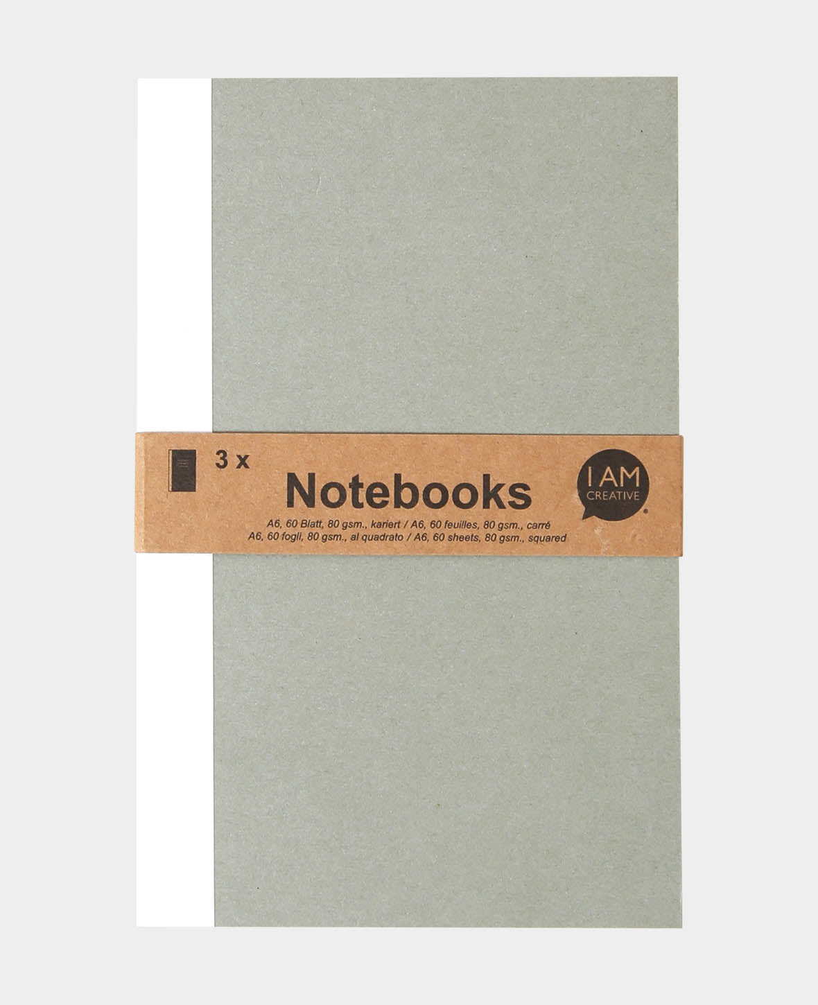 Notebooks A6, 3-er Set mit karierten Blättern, Braun & Grau, je 60 Blatt