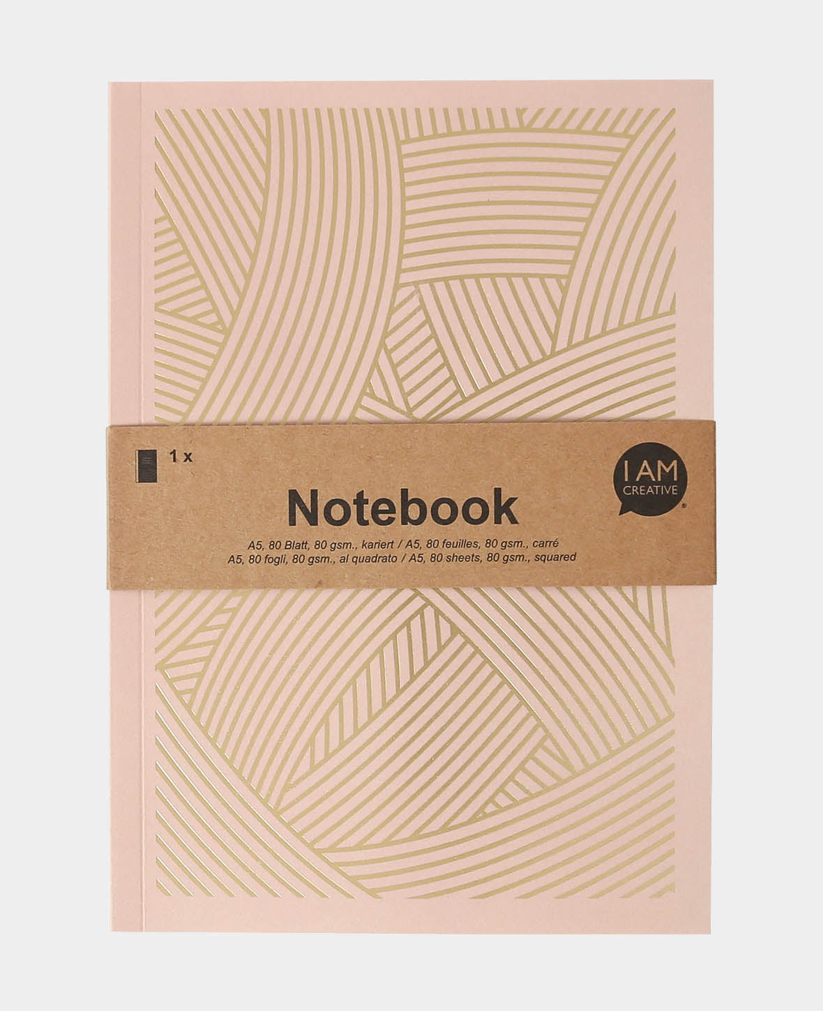 Notizbuch A5, Altrosa / Gold, 60 Blatt