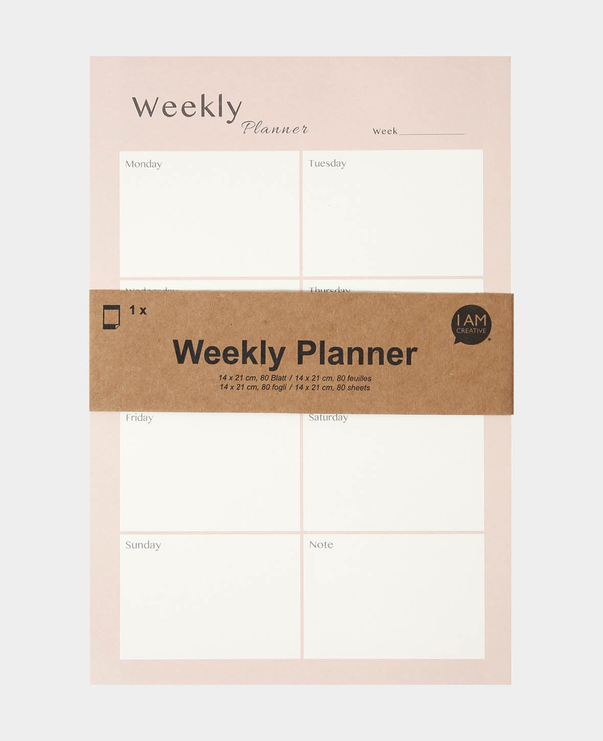 Weekly Planner, Rosa, 14 x 21 cm, 80 Blatt