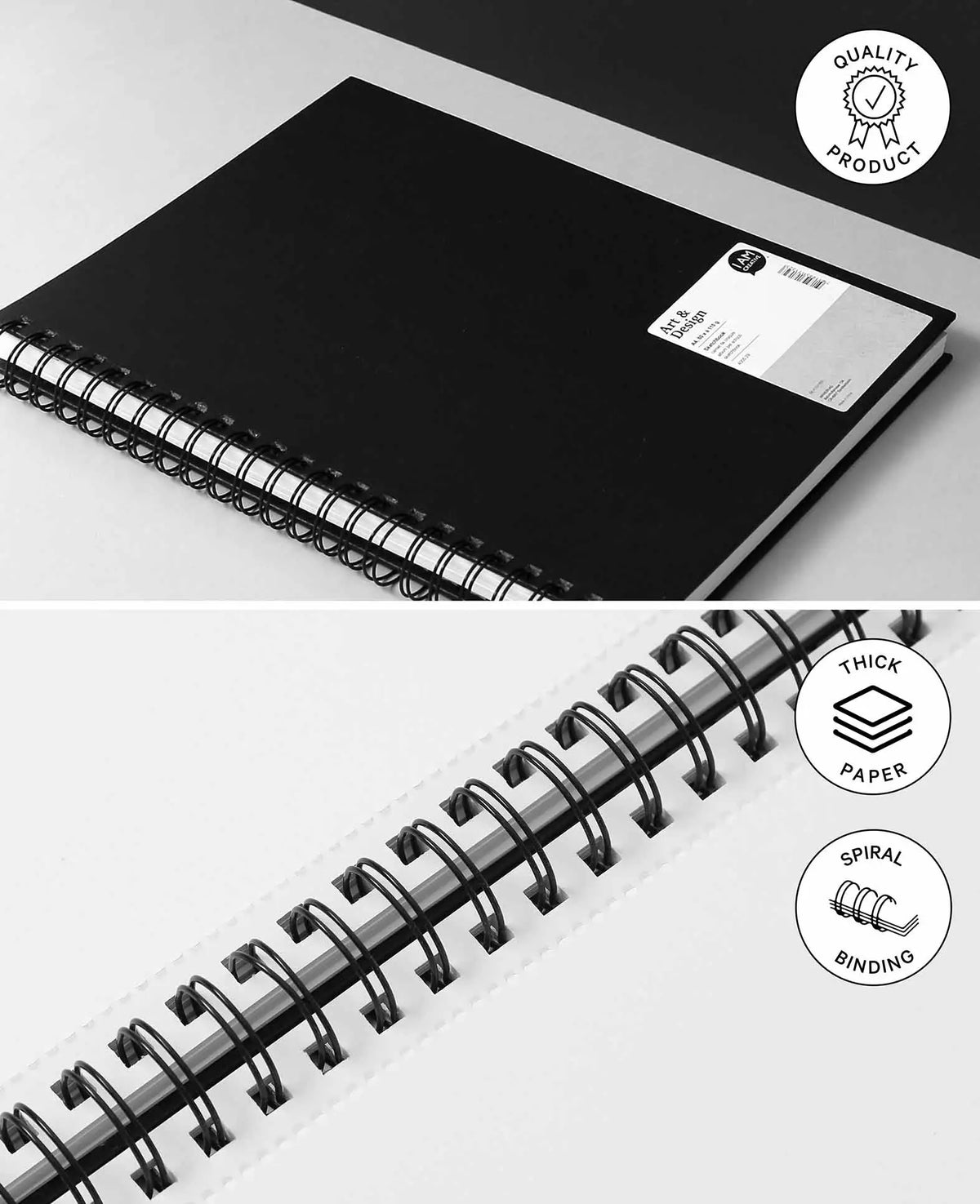 Sketch Book, A4, mit weissen Blättern, Schwarz, 80 Blatt