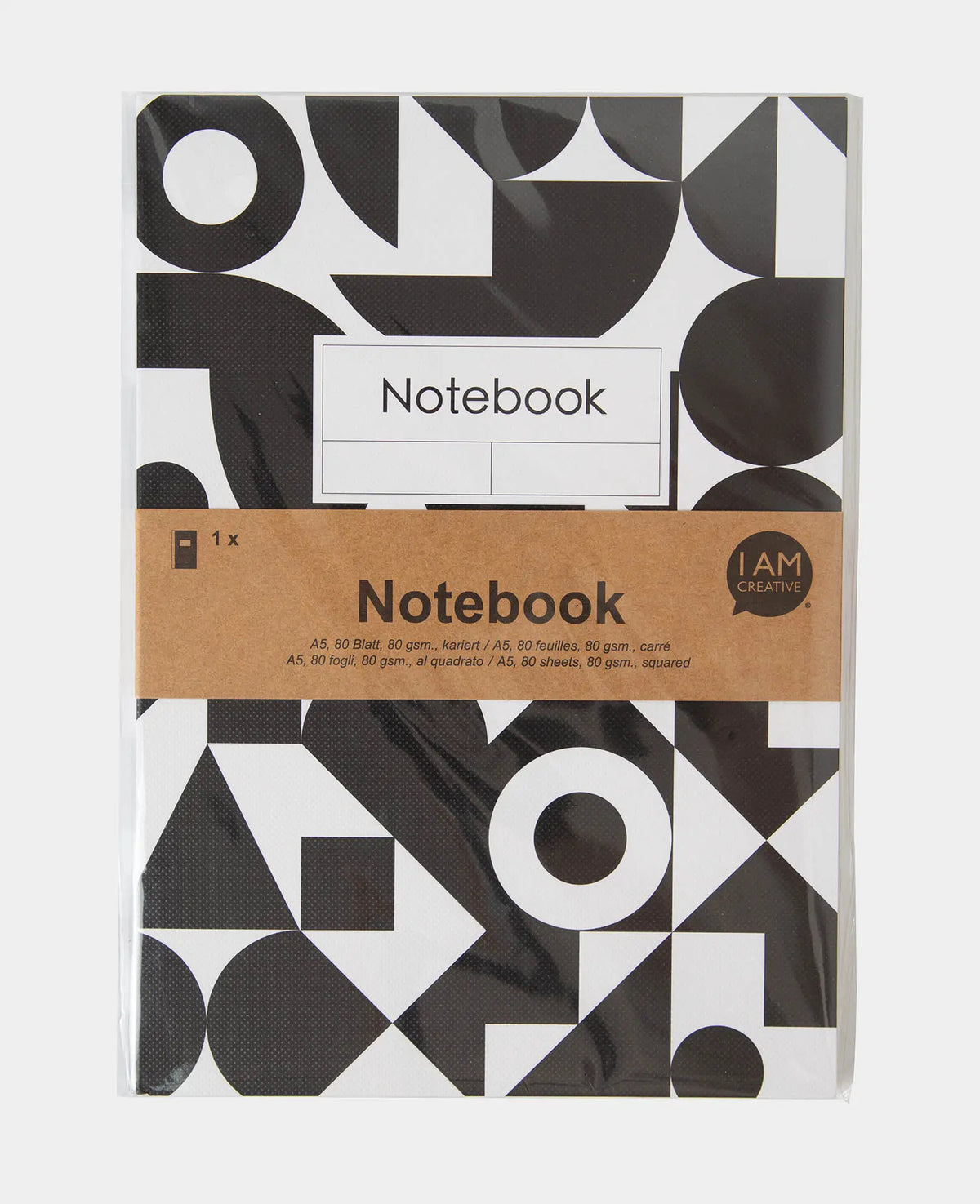 Notizbuch A5, Schwarz/Weiss, 80 Blatt