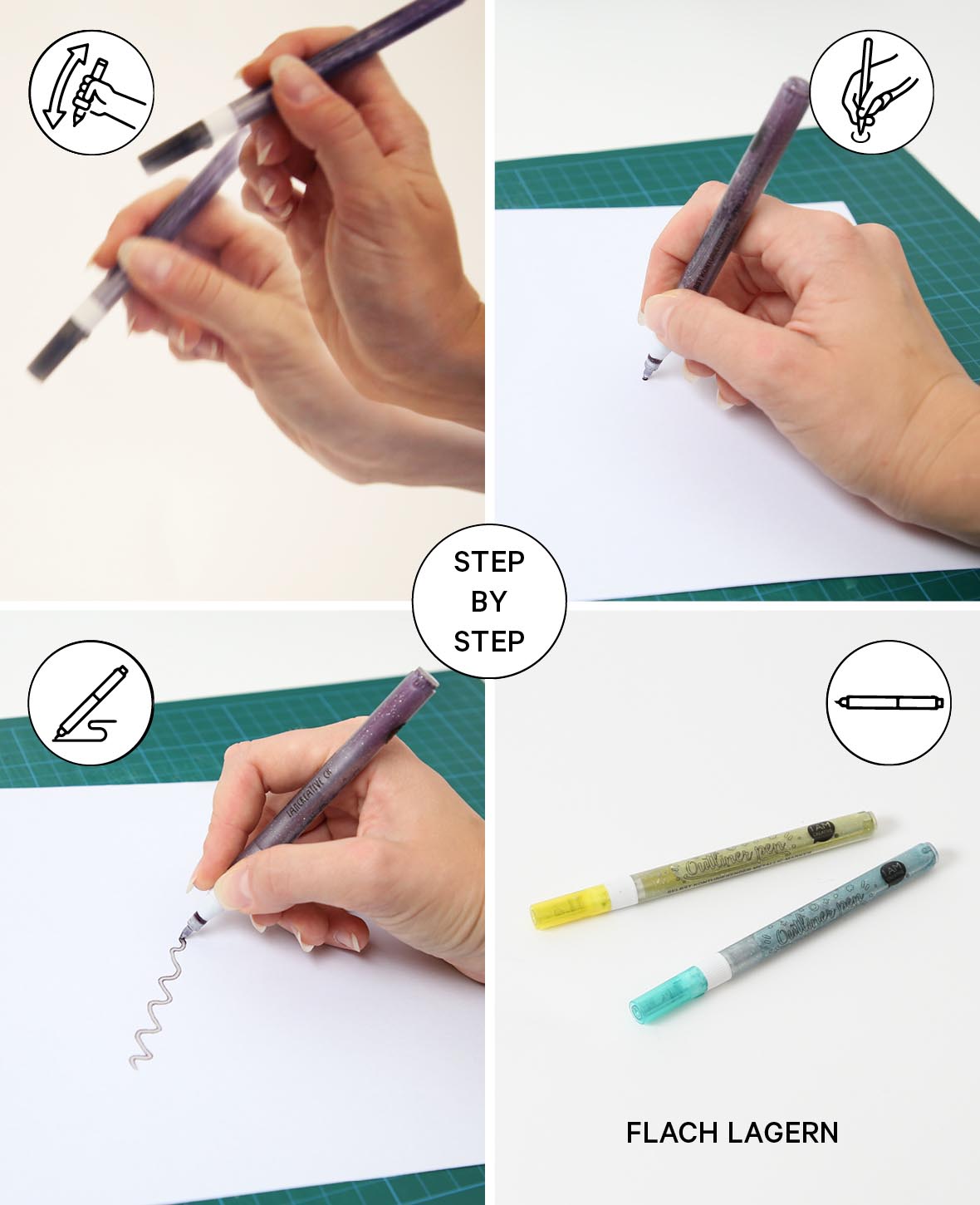 Stylo contour, lot de 8 pièces.