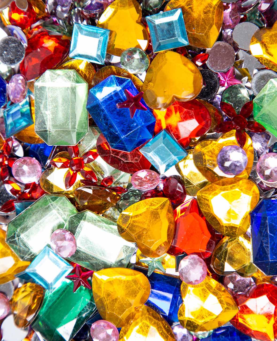 Strasssteine im Zip Bag, Schmucksteine zum Aufkleben in gemischten Grössen für Bastel- und Dekoprojekte, Bunt, ca. ø 9-25 mm, 150 g.