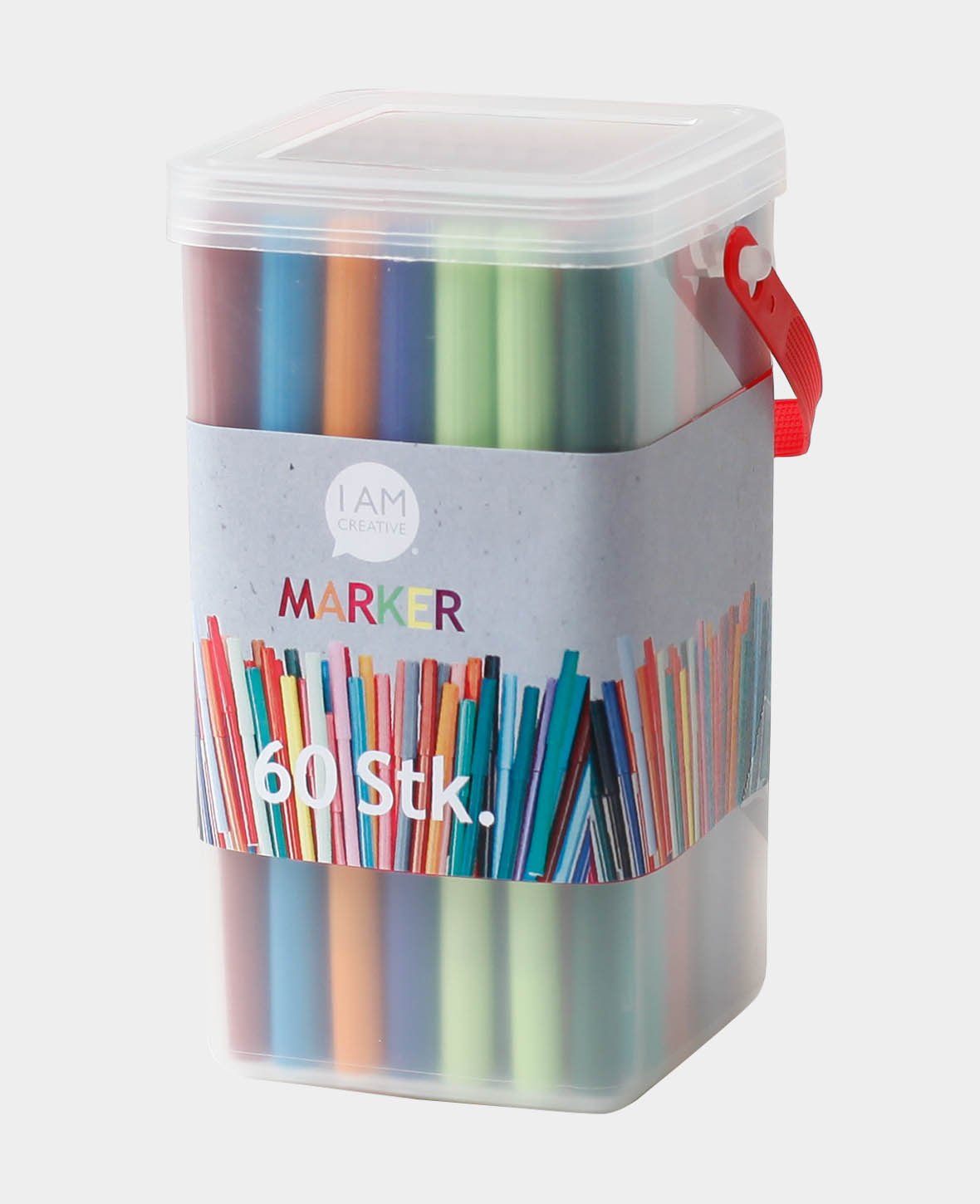 Felt tip pens in a box, children's pens in a practical storage box, brightly assorted for writing, drawing, and colouring, 60 pcs.