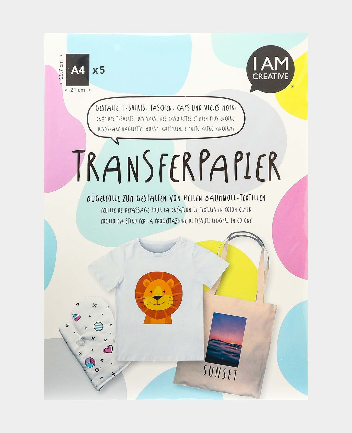 Transferpapier, A4, 21 x 29, 7 cm, 5 Stück