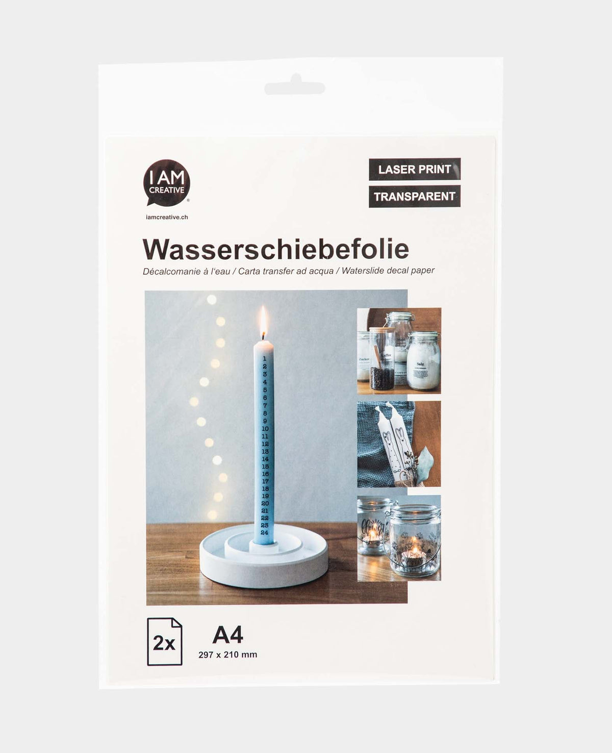 Wasserschiebefolie, A4, 21 x 29.7 cm, Transparent, 2 Stk.