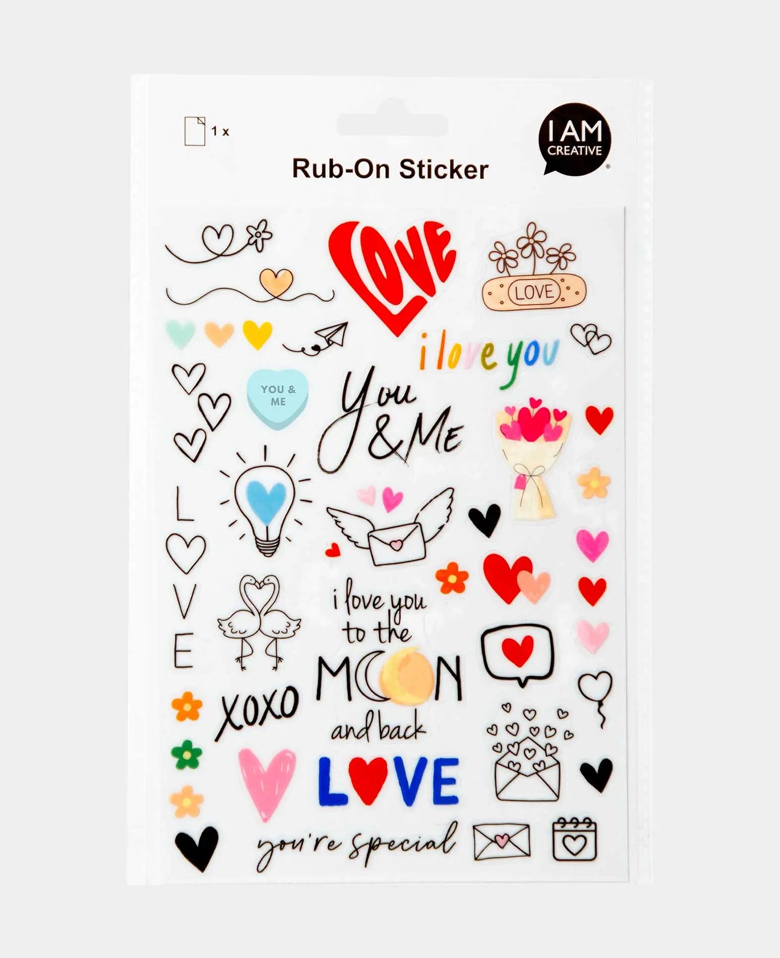 Rub-On Sticker Love, Bunt, 14.5 x 21 cm (A 5), 1 Blatt