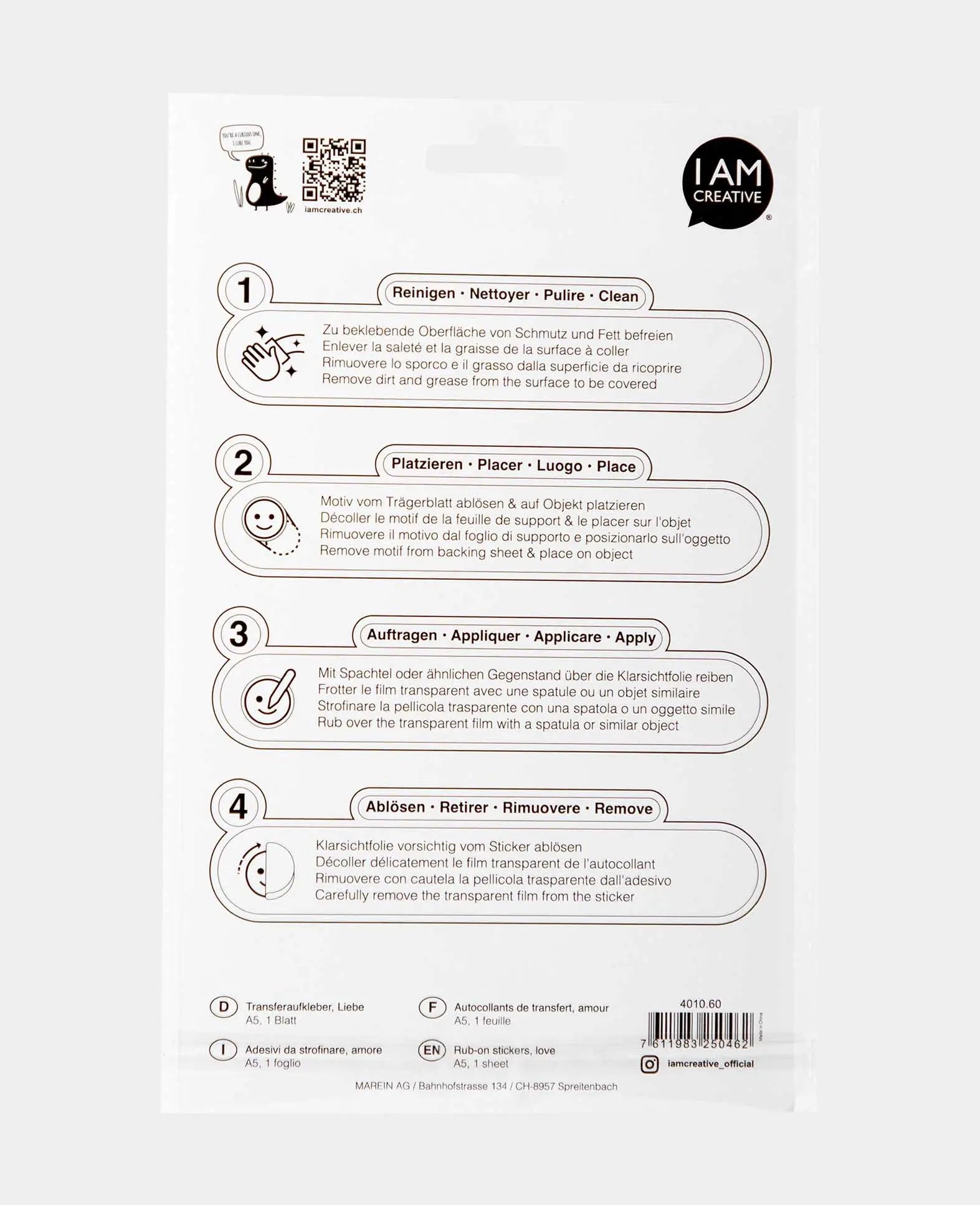 Rub-On Sticker Love, Bunt, 14.5 x 21 cm (A 5), 1 Blatt