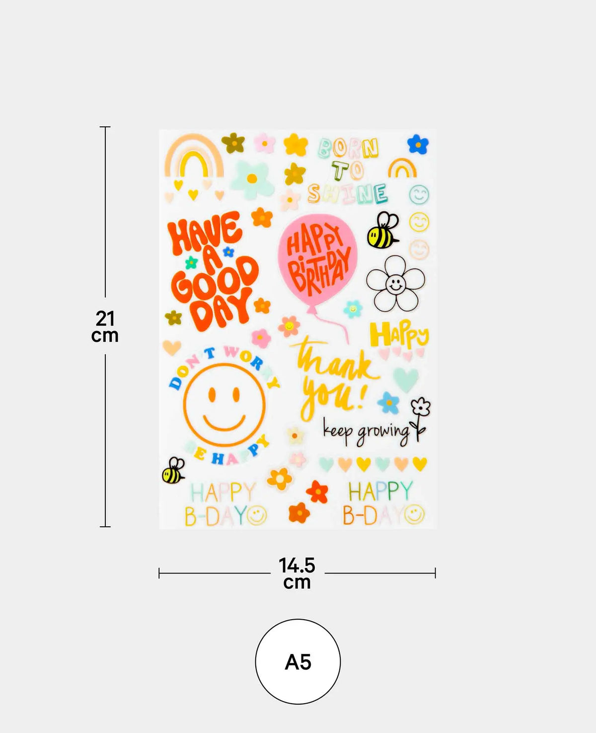 Rub-On Sticker Geburtstag, Bunt, 14.5 x 21 cm (A 5), 1 Blatt