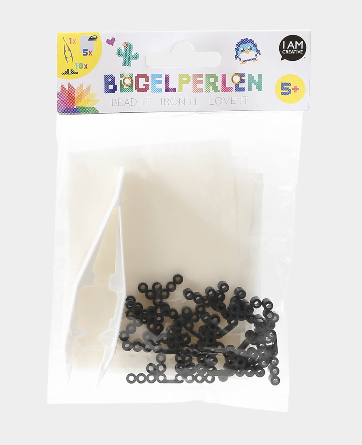 Ironing Beads Accessory Set, Tool Set with Bead Tweezers, Motif Stand and Ironing Paper, 16 Pieces